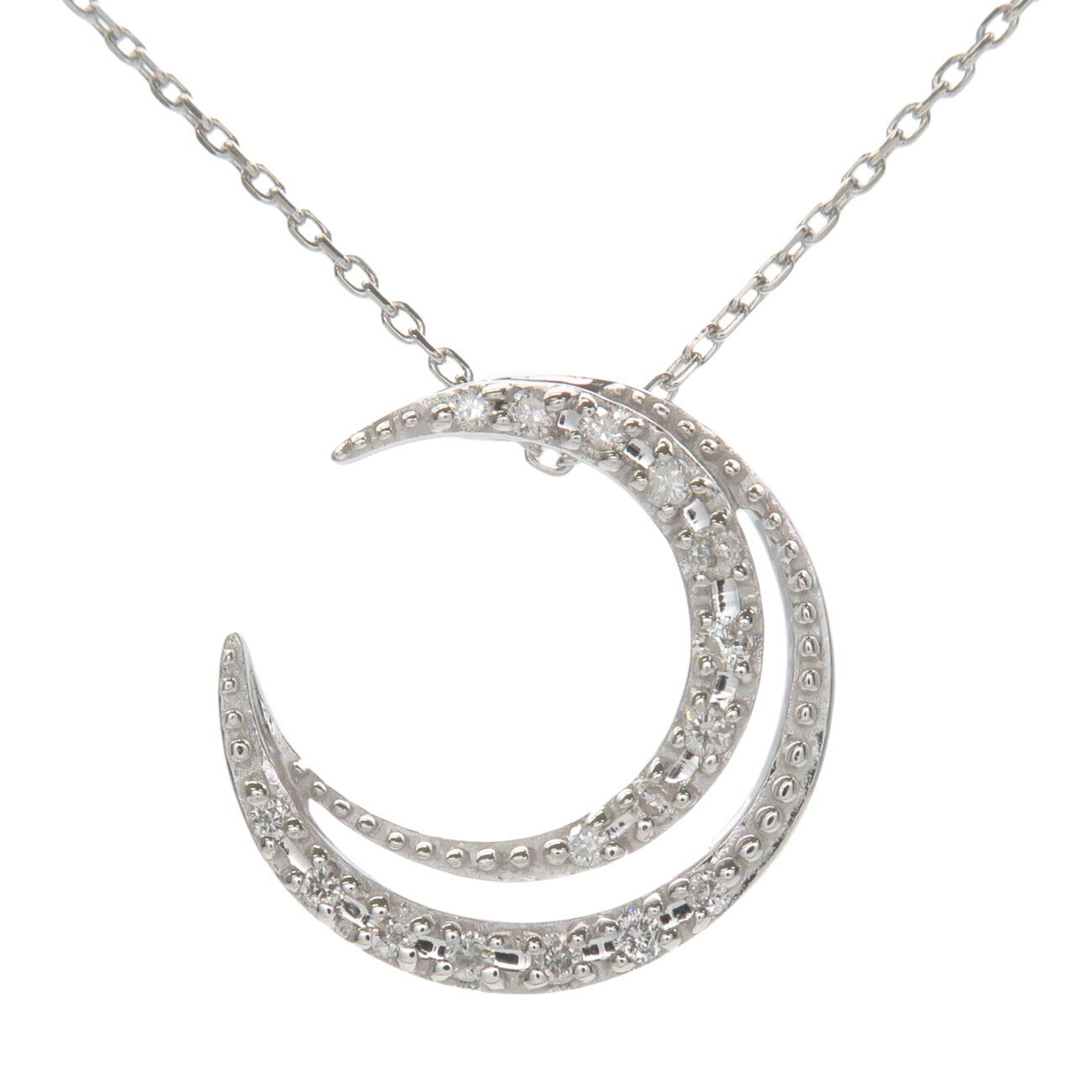 4℃ Crescent Moon Diamond Necklace K18WG 750WG White Gold