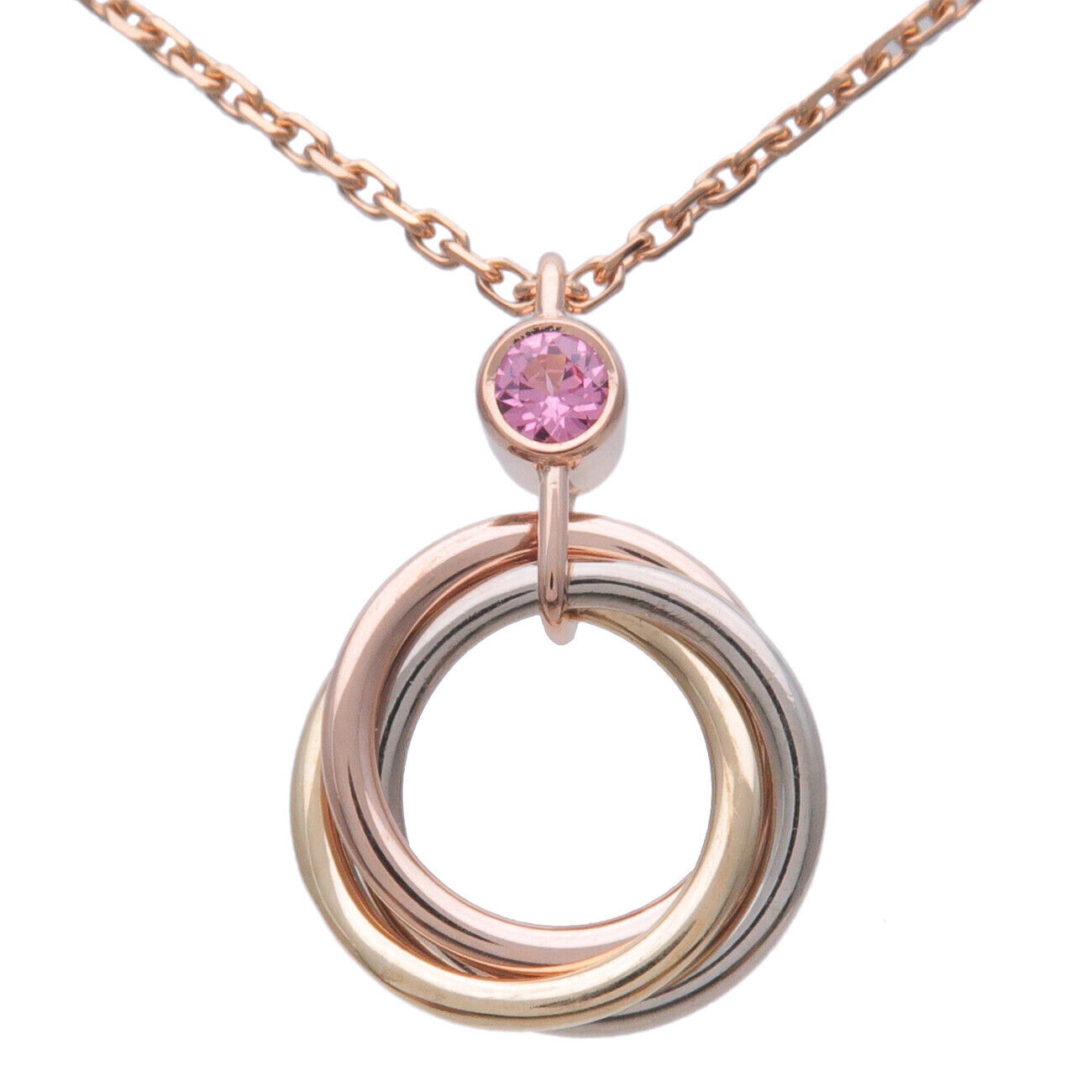 Cartier Baby Trinity 1P Pink Sapphire Necklace K18 750YG/WG/PG