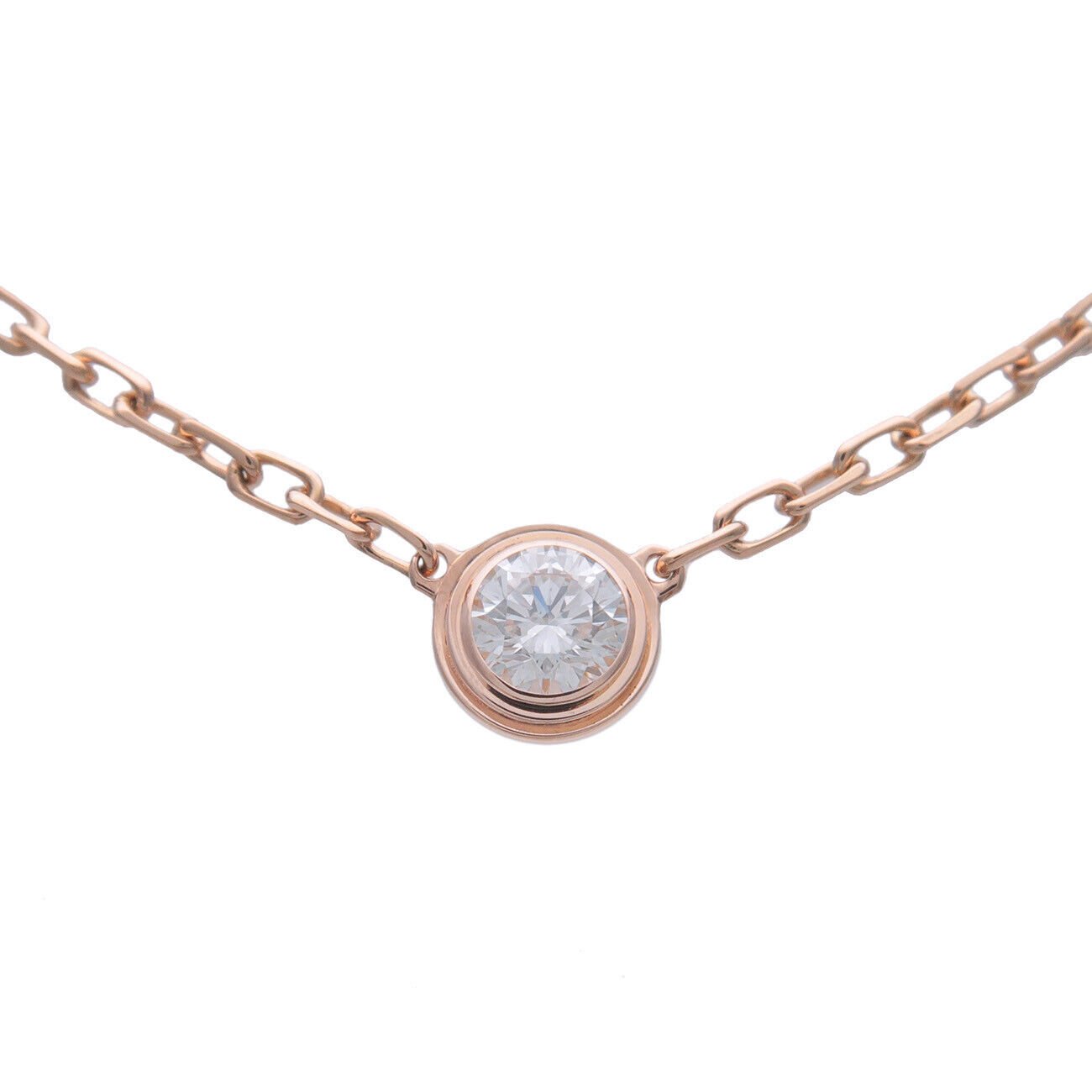 Cartier Diamants Légers SM 1P Diamond Necklace 0.09ct K18 RoseGold
