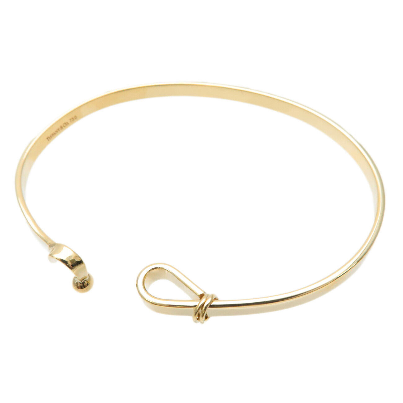 Tiffany&Co. Hook & Eye Bracelet Bangle K18YG Yellow Gold Used F/S