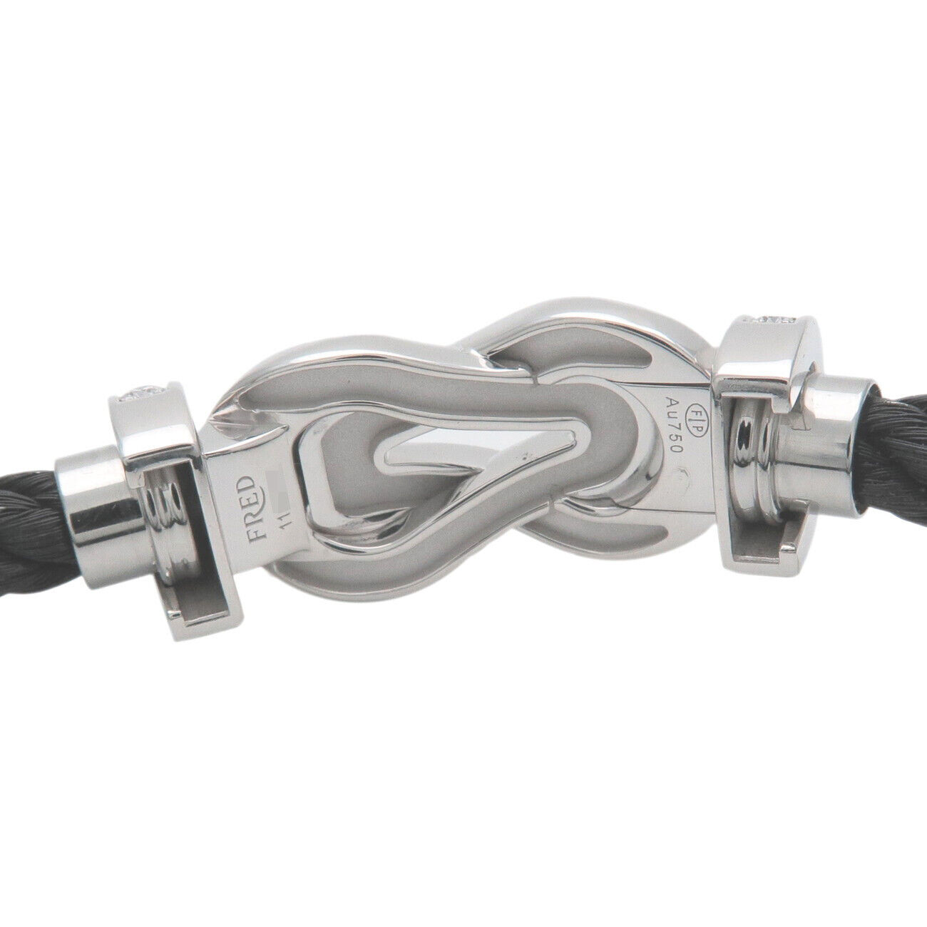 Auth FRED Chance Infinie Full Pave Diamond Bracelet K18WG White
