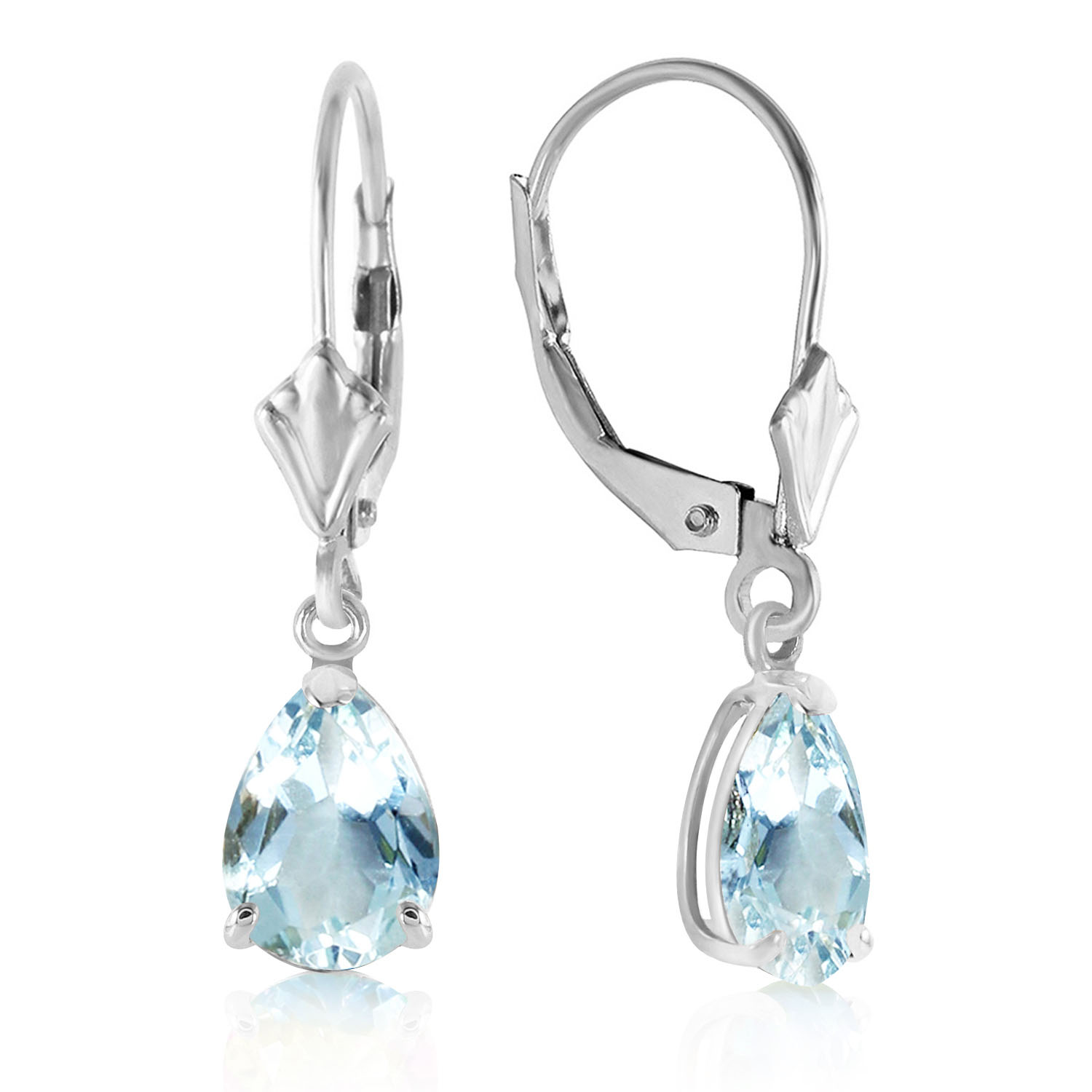 2.85 CTW 14K Solid White Gold Applying Your Hand Aquamarine Earrings