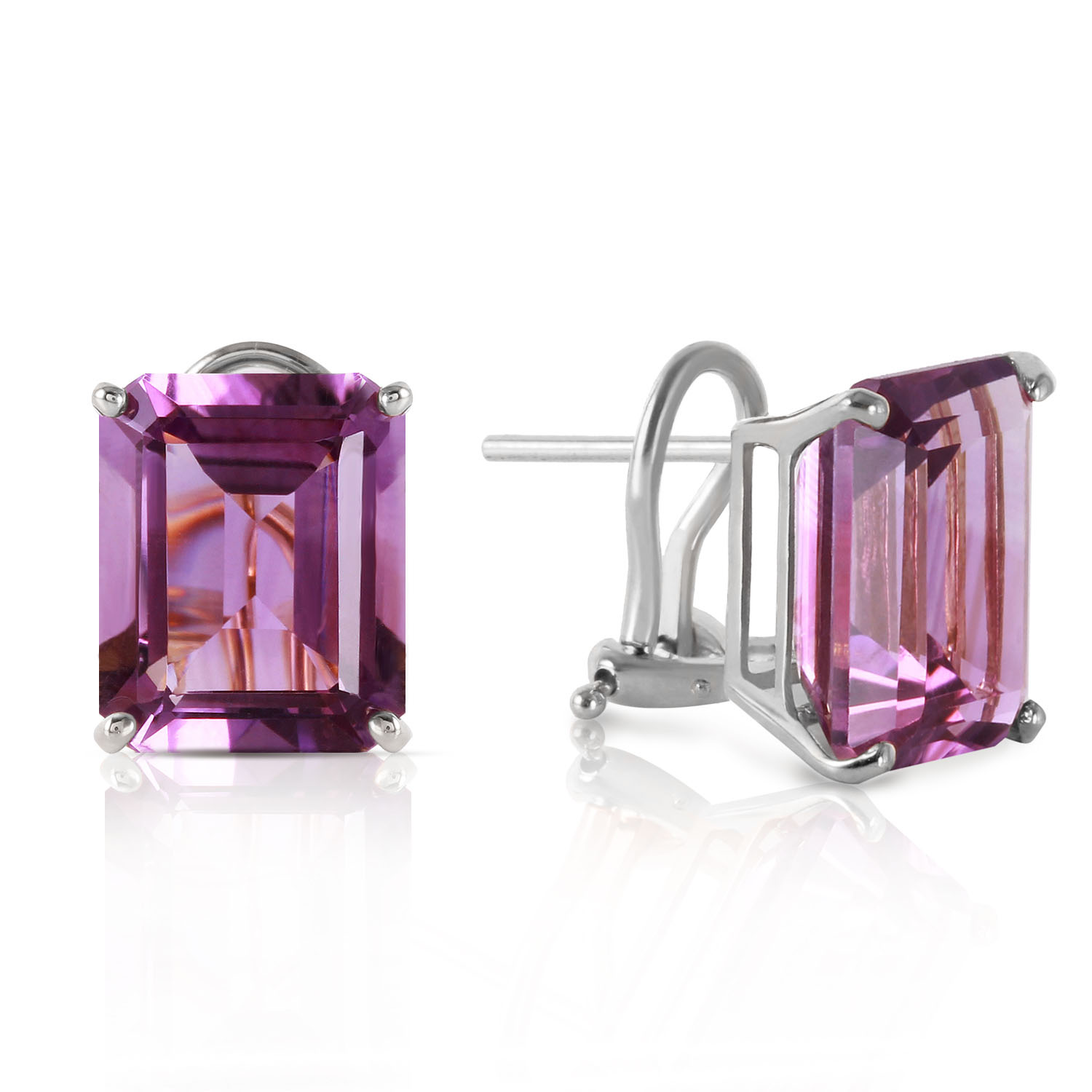 13 CTW 14K Solid White Gold Coming Years Amethyst Earrings