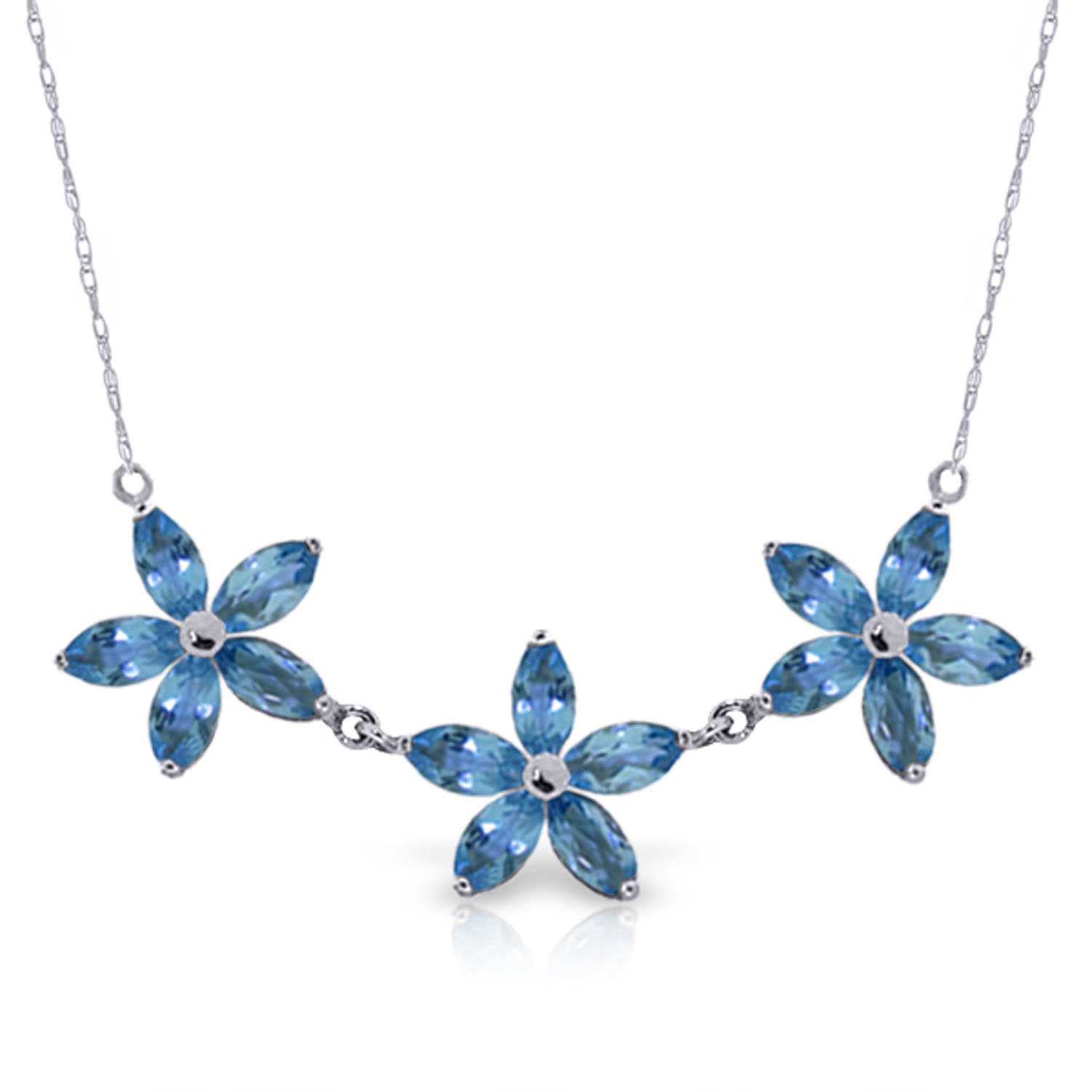 4.2 CTW 14K Solid White Gold Arabian Days Blue Topaz Necklace