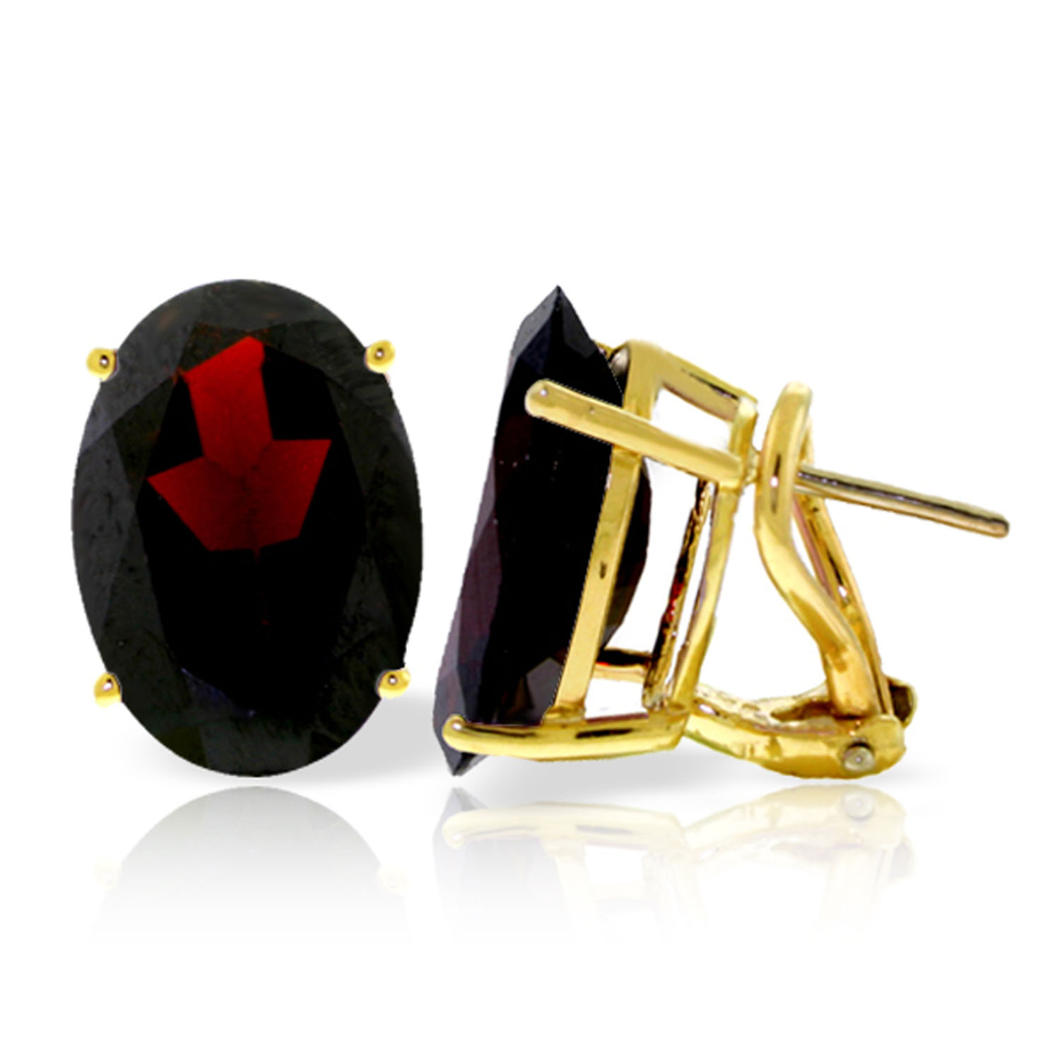 13 CTW 14K Solid Gold French Clips Earrings Natural Garnet