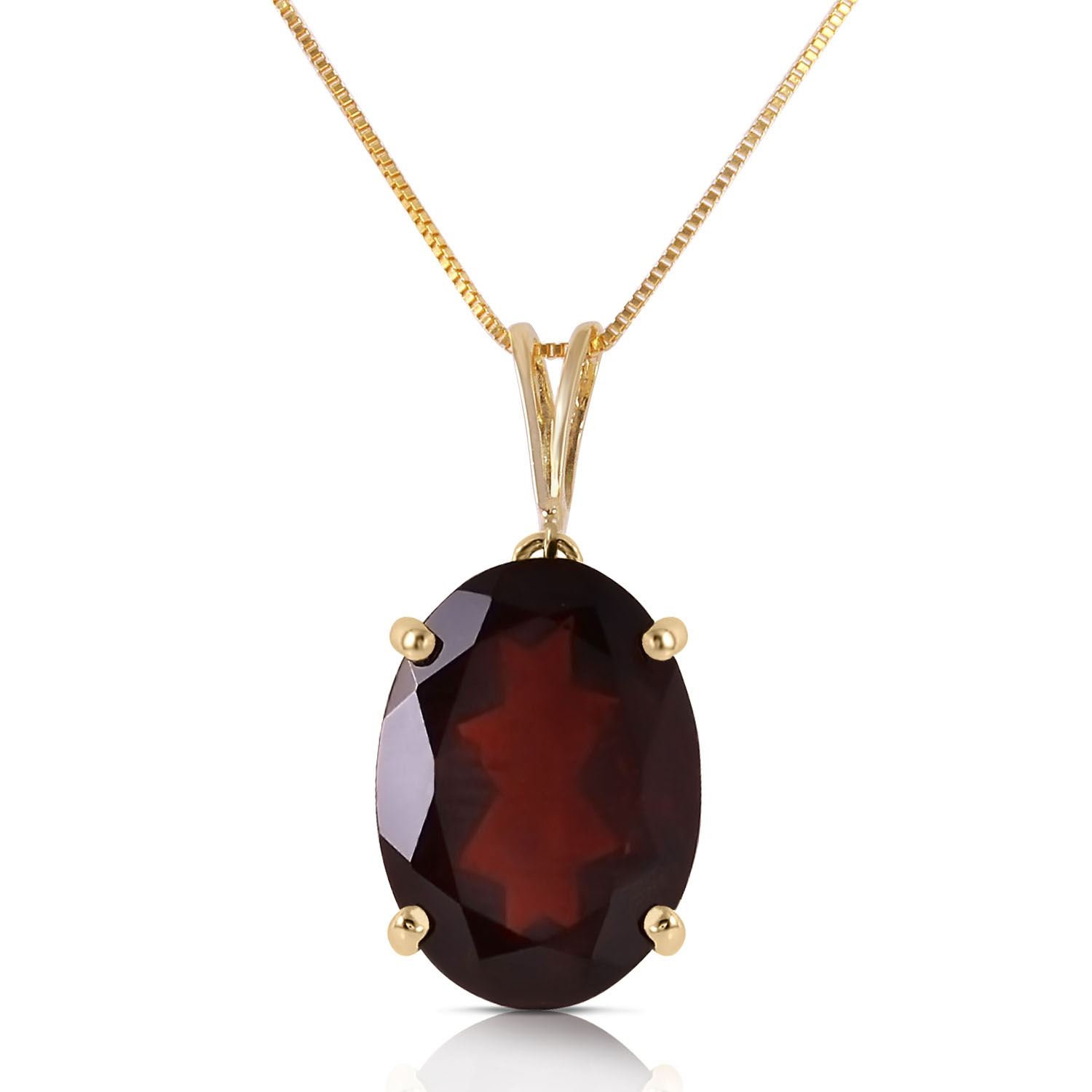 6 CTW 14K Solid Gold Necklace Oval Garnet