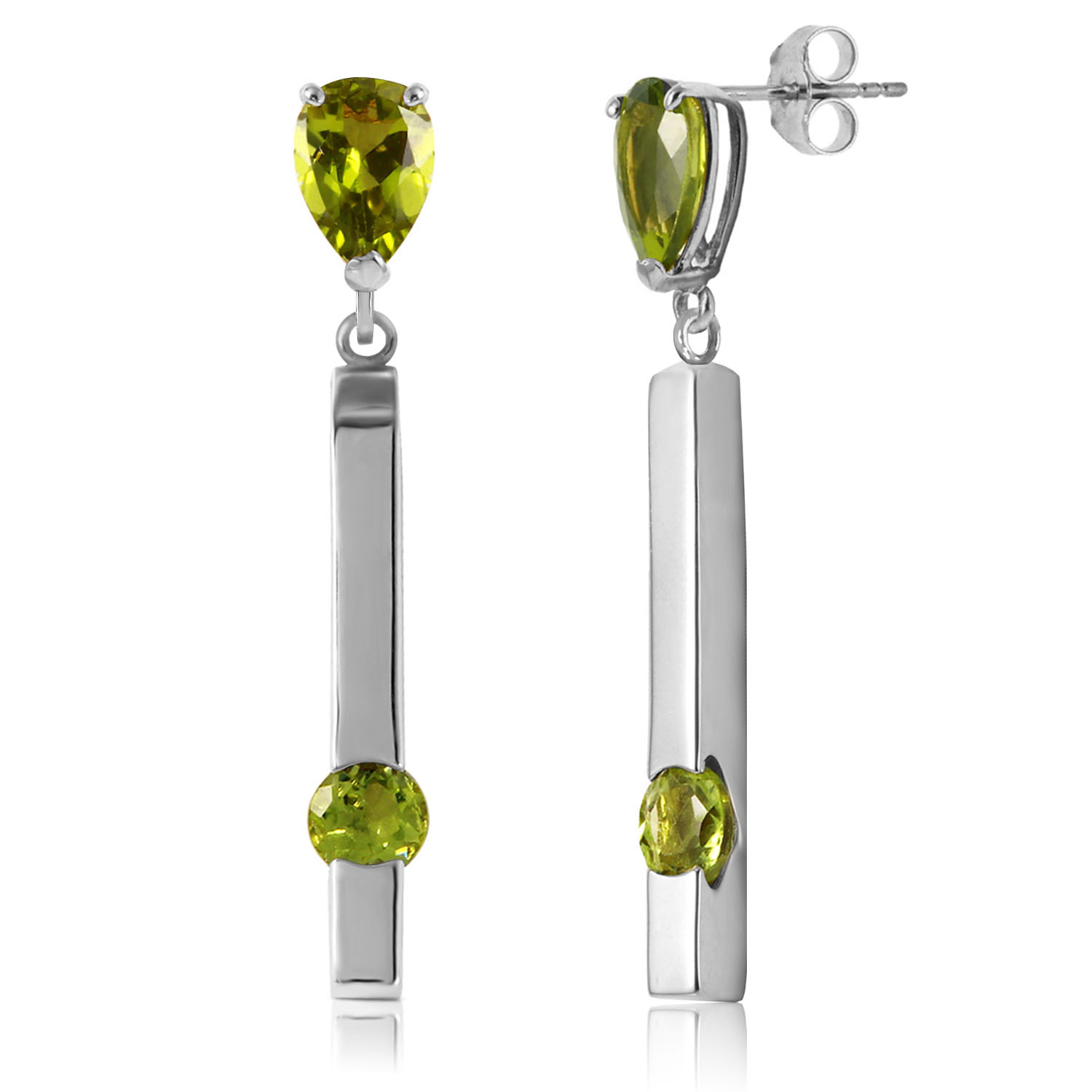 4.25 CTW 14K Solid White Gold Indestructible Peridot Earrings