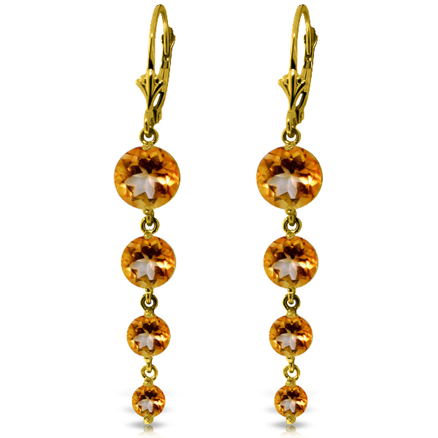 7.8 CTW 14K Solid Gold Drizzle Citrine Earrings