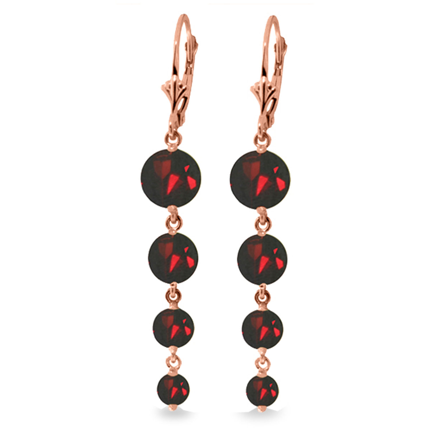 7.8 CTW 14K Solid Rose Gold Chandelier Earrings Natural Garnet