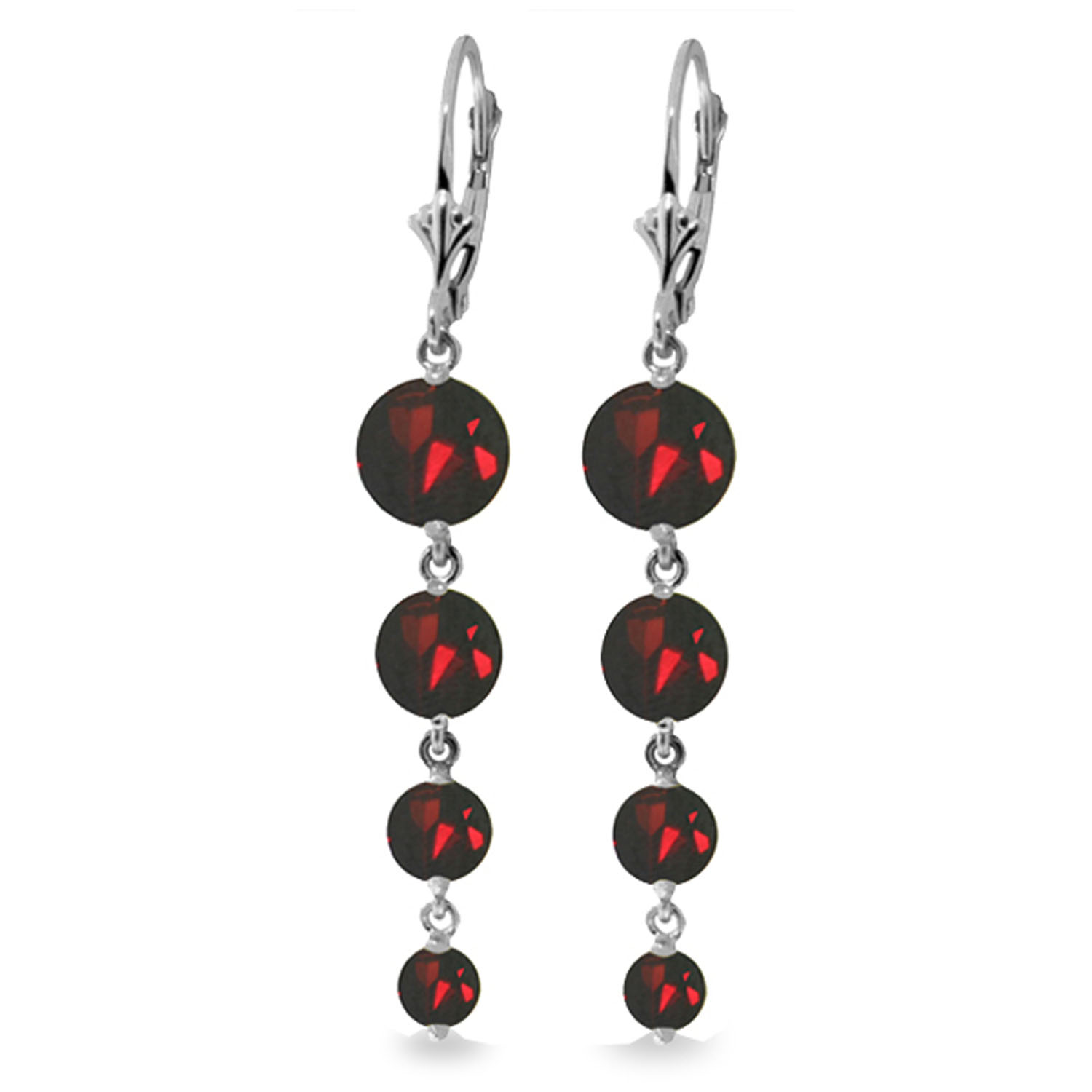 7.8 CTW 14K Solid White Gold Chandelier Earrings Natural Garnet