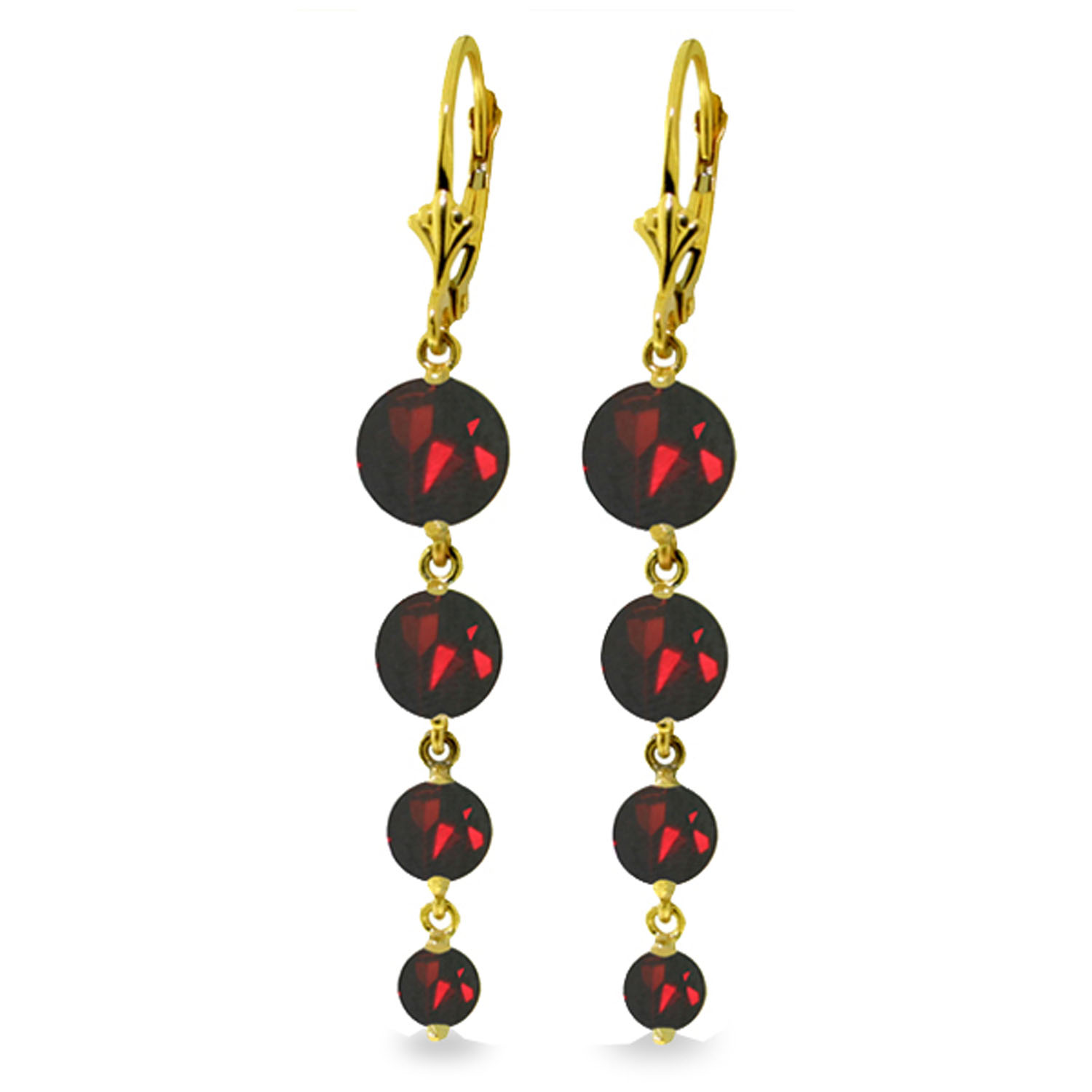 7.8 CTW 14K Solid Gold Chandelier Earrings Natural Garnet