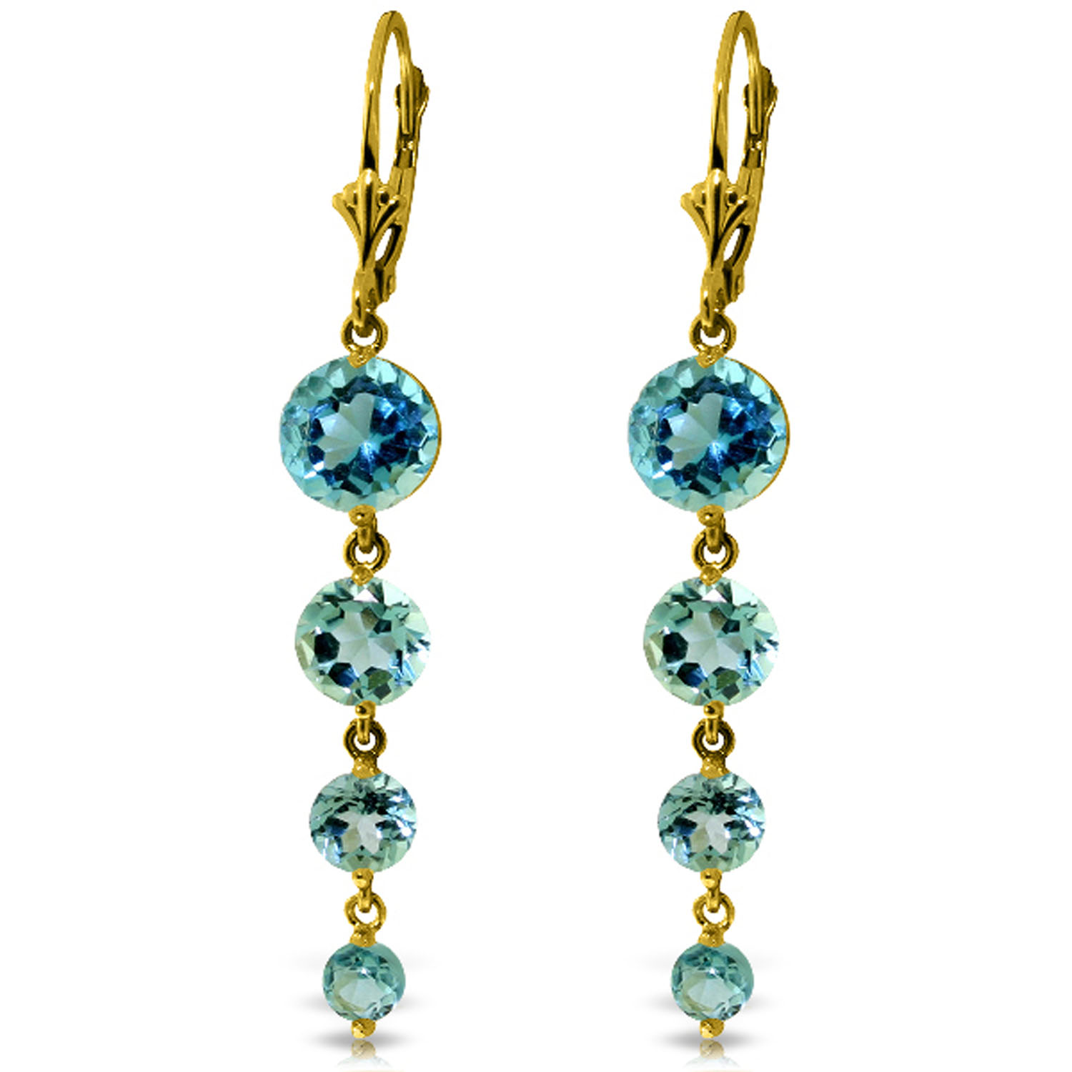 7.8 CTW 14K Solid Gold Drizzle Blue Topaz Earrings