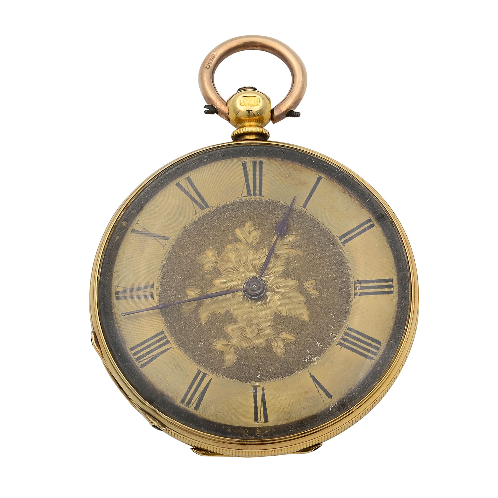 18K Yellow Gold Mechanical Wind Movement Antique Pocket Watch