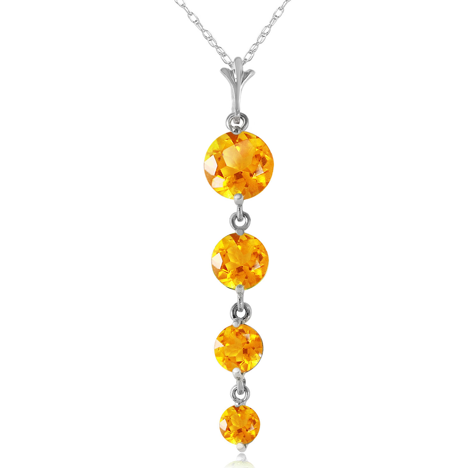 3.9 CTW 14K Solid White Gold Love Course Citrine Necklace
