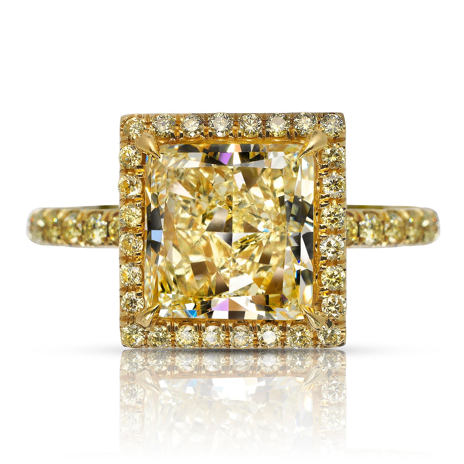4 CARAT PRINCESS CUT YELLOW CLARITY DIAMOND ENGAGEMENT RING IN 18K YELLOW GOLD GIA CERTIFIED 4 CT VS2 BY MIKE NEKTA