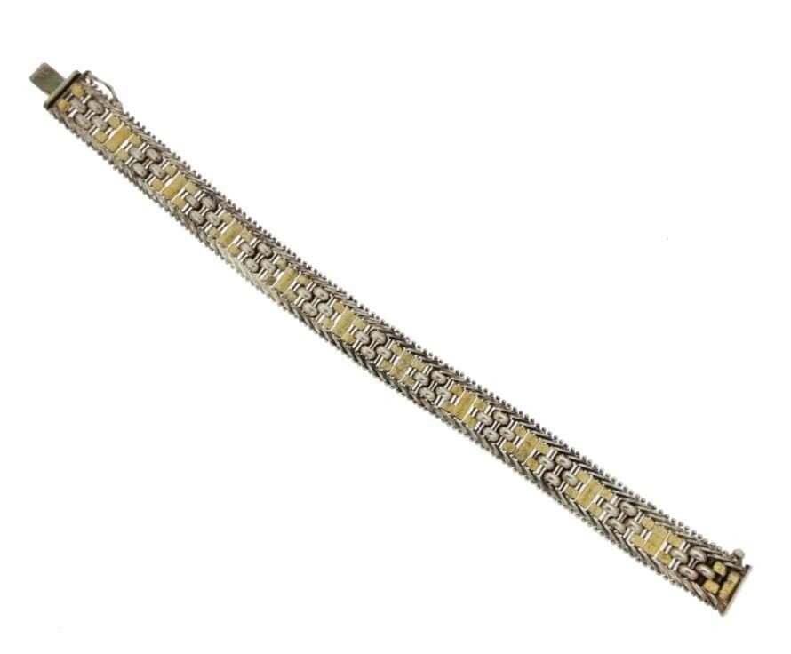 ¦Itaor Unisex Itaor 925 Sterling Silver Tow Tone Bracelet Size 7.5" Large