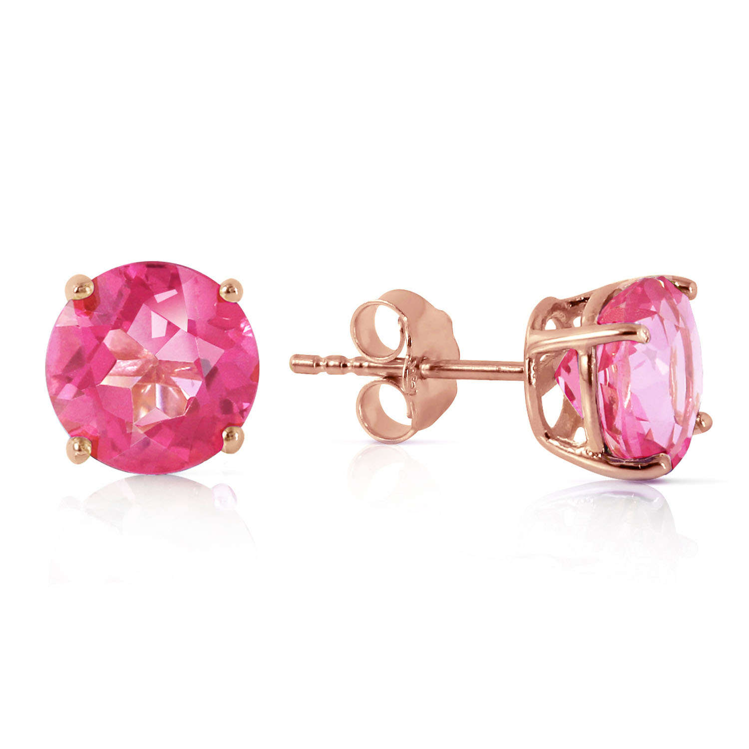 3.1 CTW 14K Solid Rose Gold Anna Pink Topaz Stud Earrings
