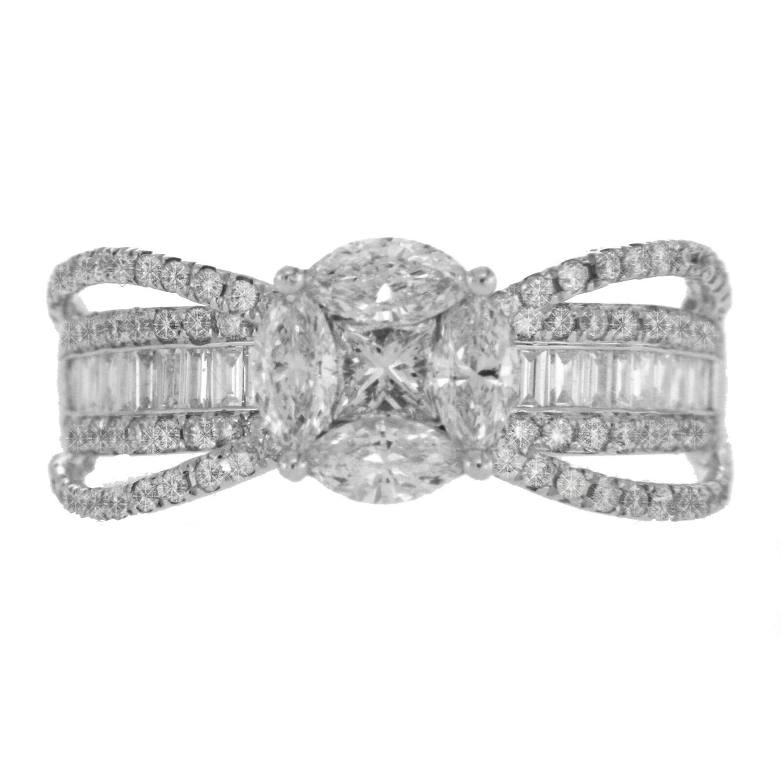 1.23 Ct Diamonds in 18K White Gold Engagement Ring Size 6 »N123