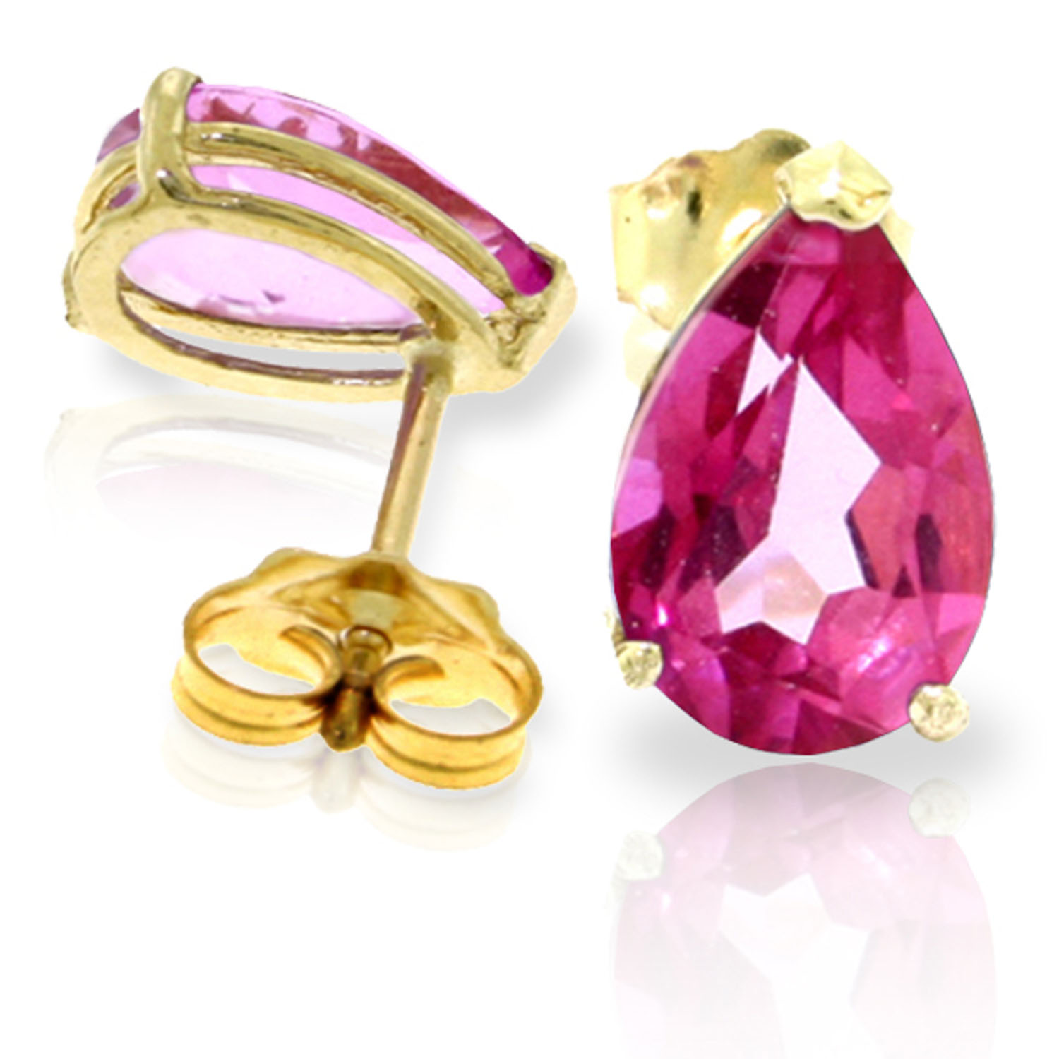 3.15 CTW 14K Solid Gold Gem Of A Woman Pink Topaz Earrings