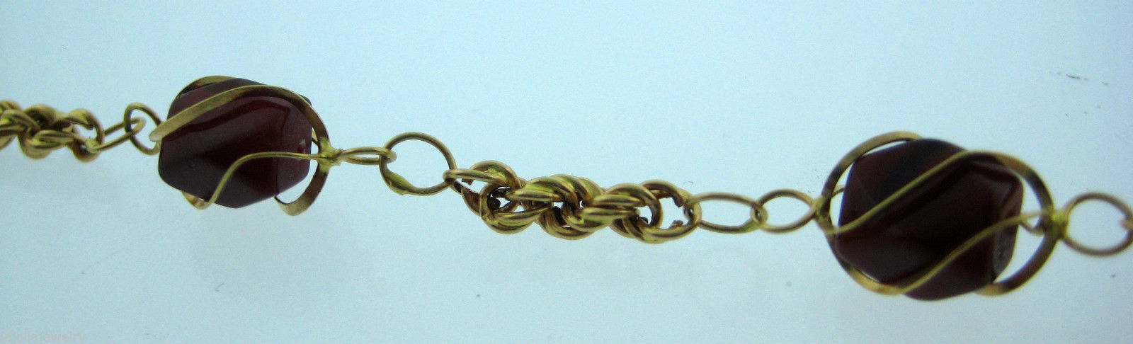 FINE ESTATE LADIES 18K YELLOW GOLD RED STONES BRACELET