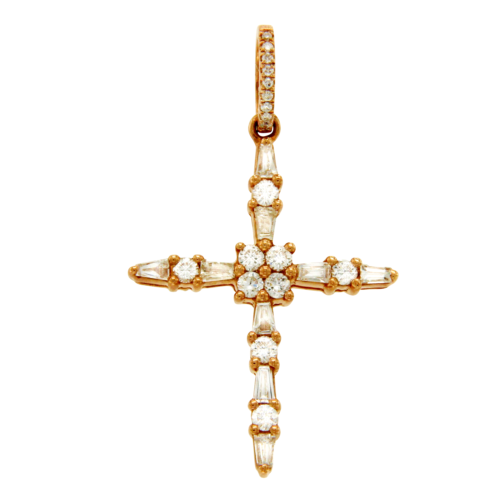 Luxo Jewelry CT VS Diamonds 18K Rose Gold Cross Pendant Charm