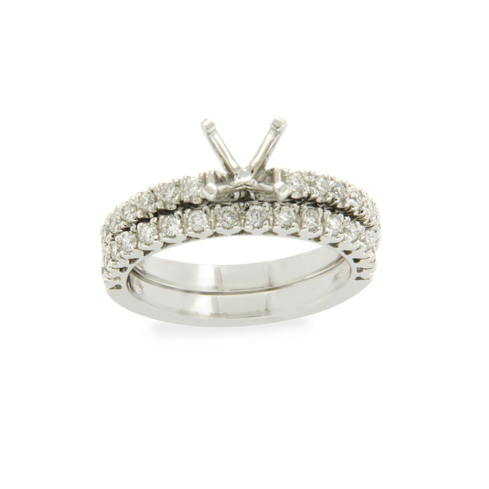 18K White Gold 0.62 CT Diamonds Semi Mount Engagement Ring Size