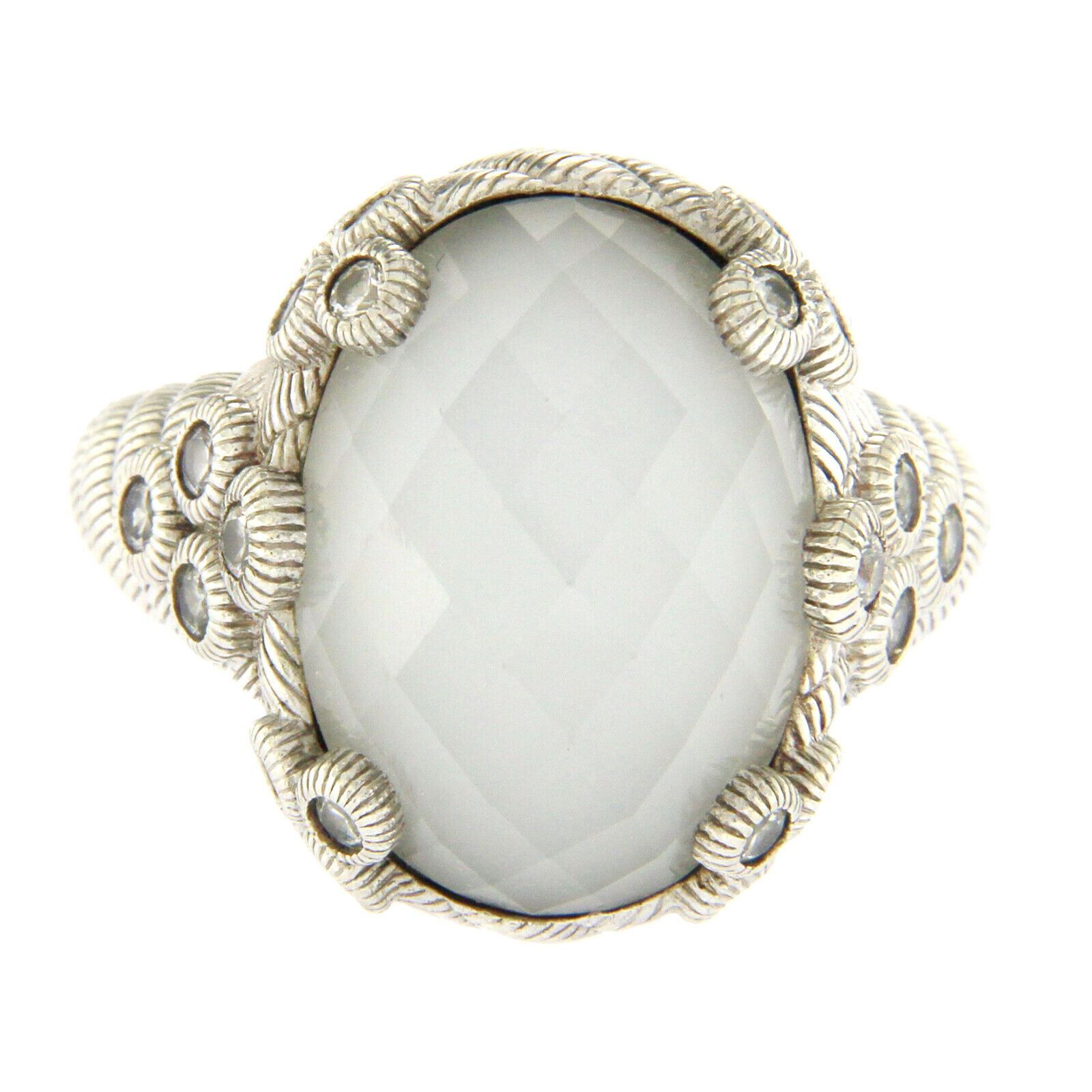 JUDITH RIPKA 925 Sterling Silver White Doublet  Diamonique Ring Size 8 »U413