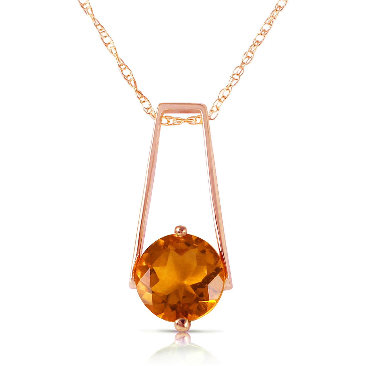 1.45 CTW 14K Solid Rose Gold Lullaby Citrine Necklace