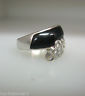 18K White Gold Black Onyx Diamonds Ladies Ring Size 6.5