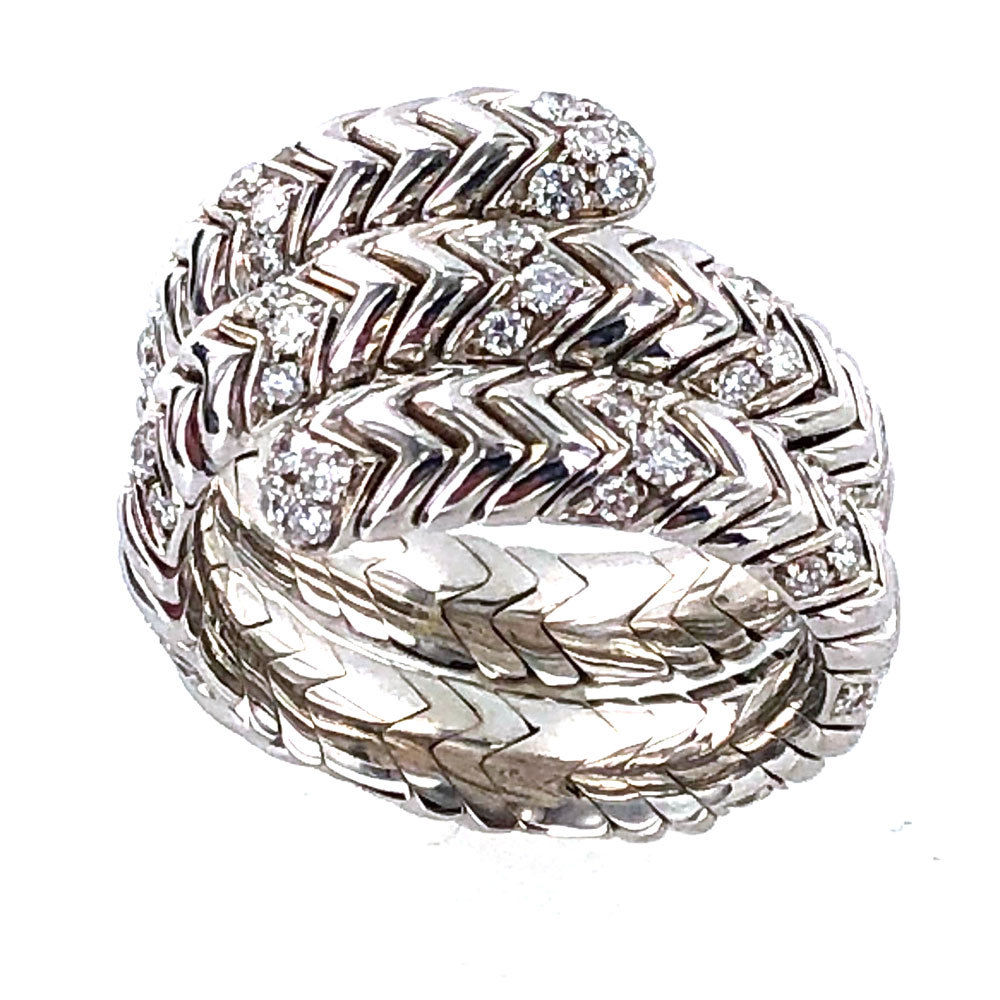 Bulgari Spiral Diamond 18k White Gold Ring 