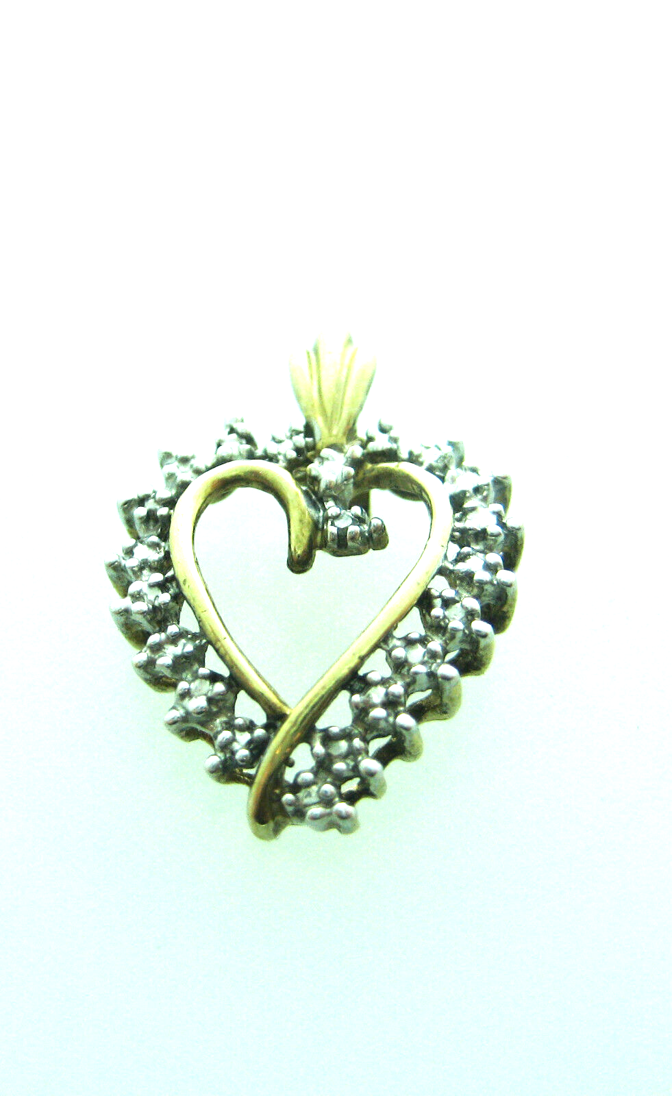 10K YELLOW GOLD DIAMOND HEART PENDANT CHARM NECKLACE LOVE