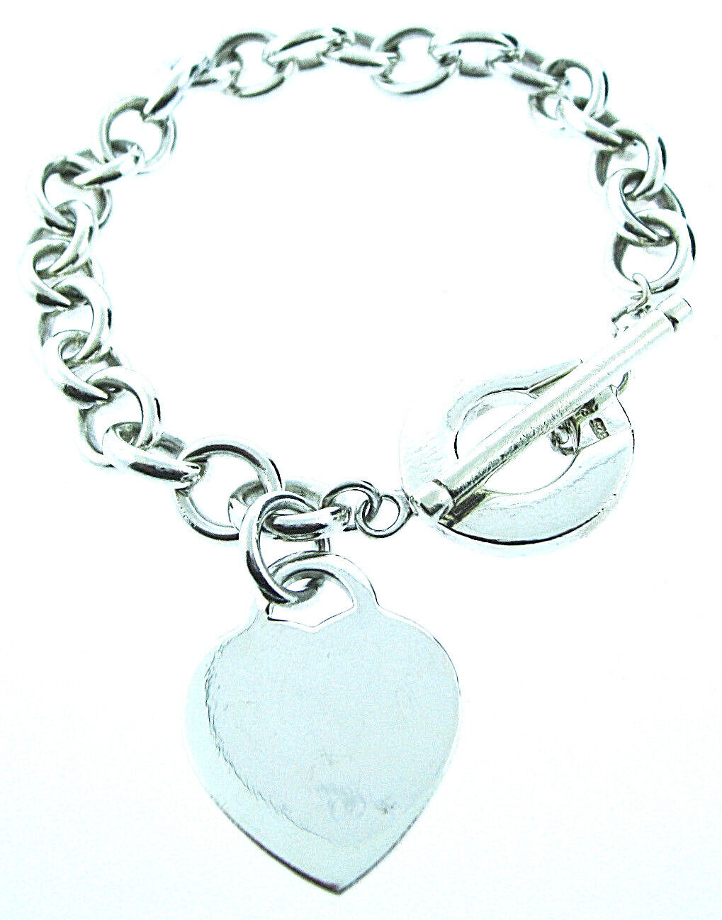 BAKU STERLING SILVER 925 HEART TOGGLE LINK BRACELET
