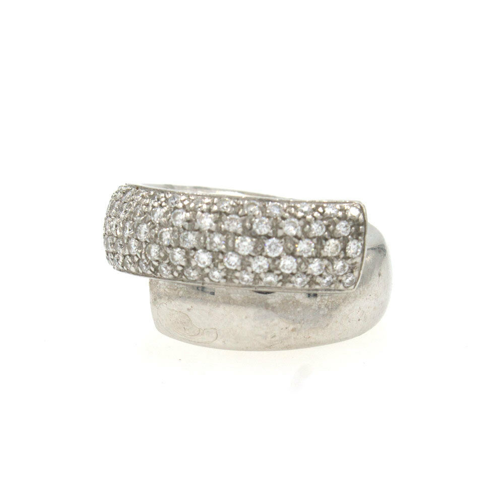 Leo Pizzo Diamond Crossover 18 Karat White Gold Band Ring 