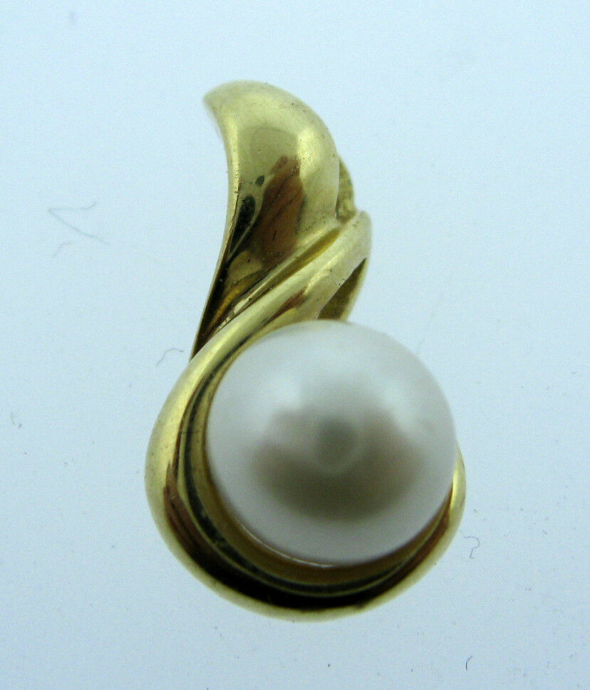 14K YELLOW GOLD PEARL PENDANT CHARM NECKLACE 