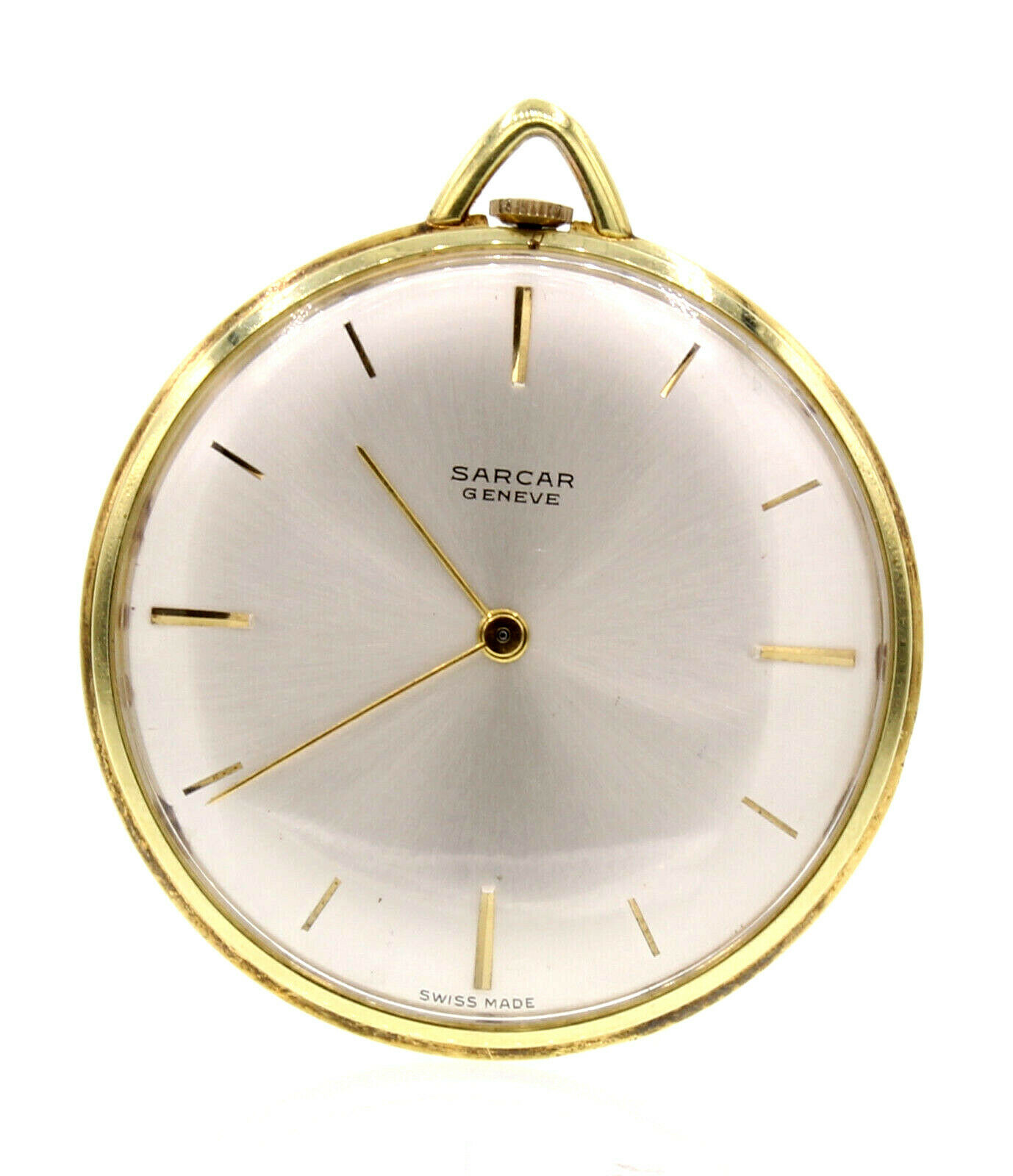 Sarcar Geneve Swiss Made Thin Yellow Gold plated Pocket Watch