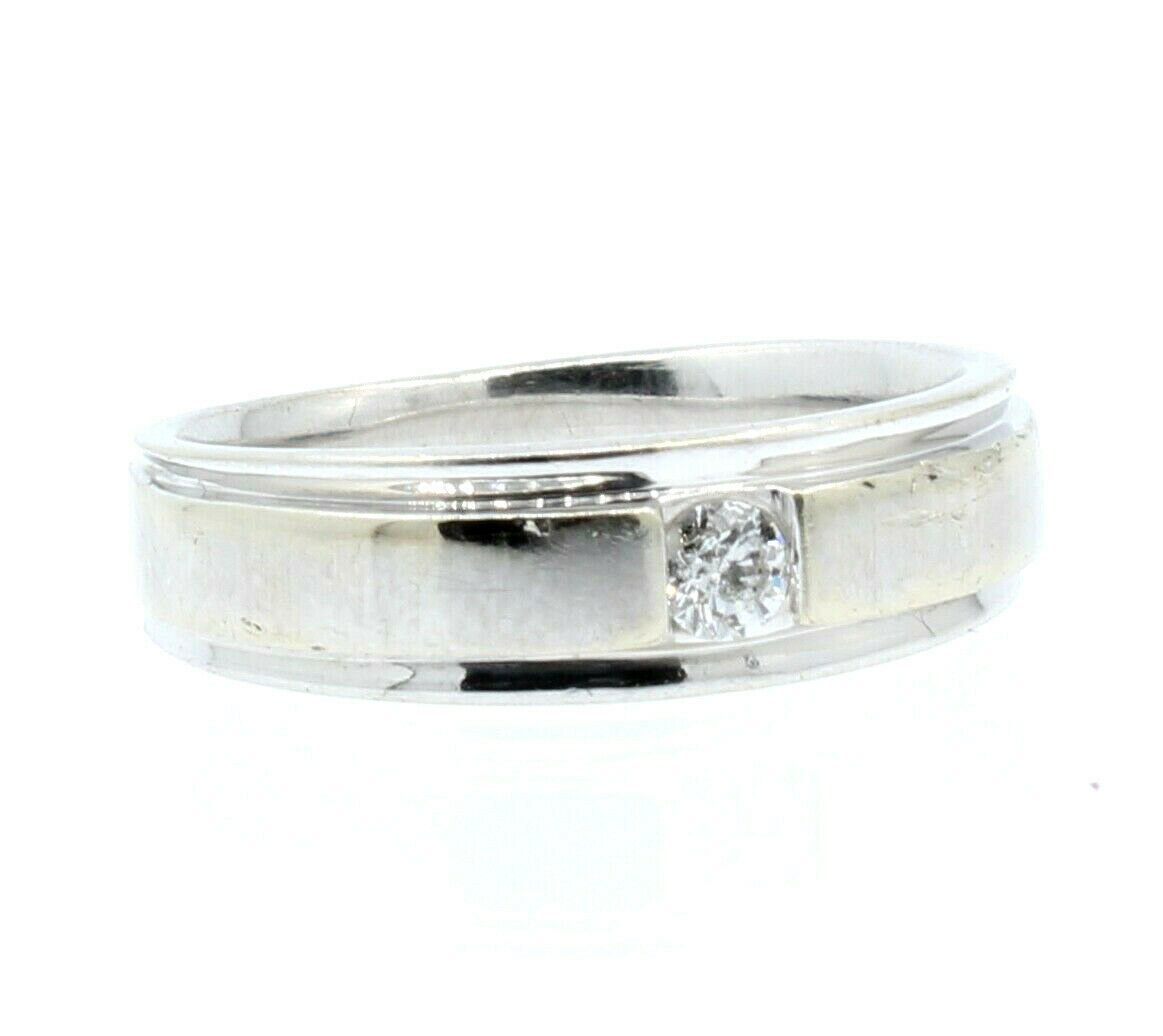 Estate 14k White gold .20ct Diamond Men's Ring 8.1 Grams Size 9