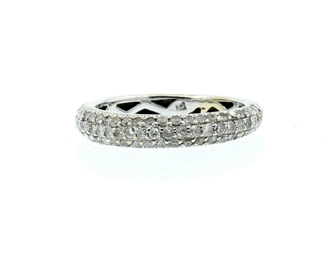 14k White Gold .75ct Round Diamond Ladies Ring Band Size 6.5