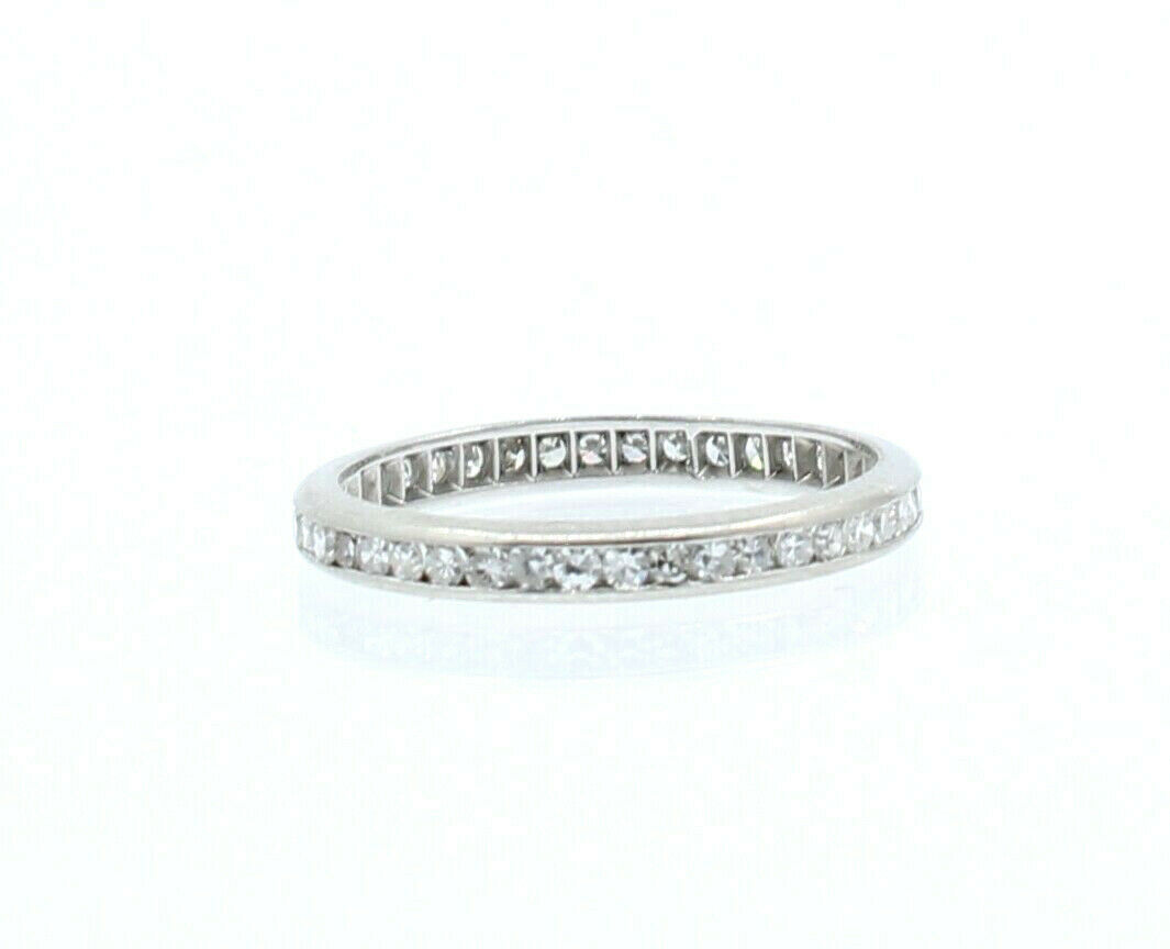 Platinum .75ct Round Diamonds Eternity Ladies Ring Size 6