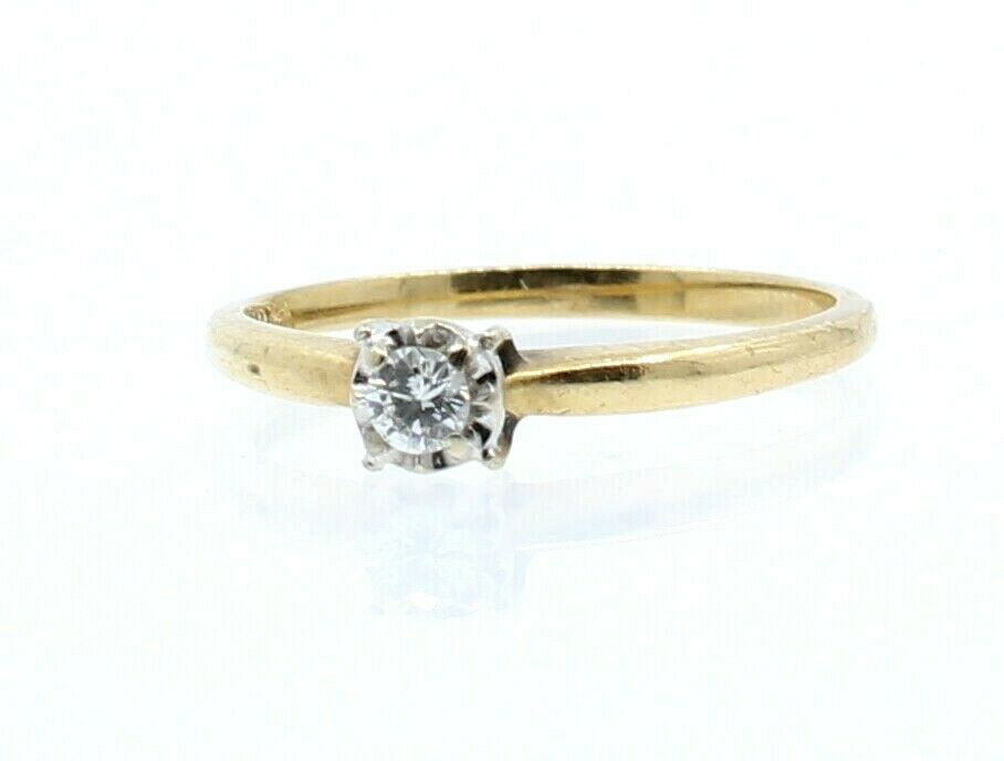14k Yellow Gold .10ct Diamond Solitaire Ladies Ring Size 6.5