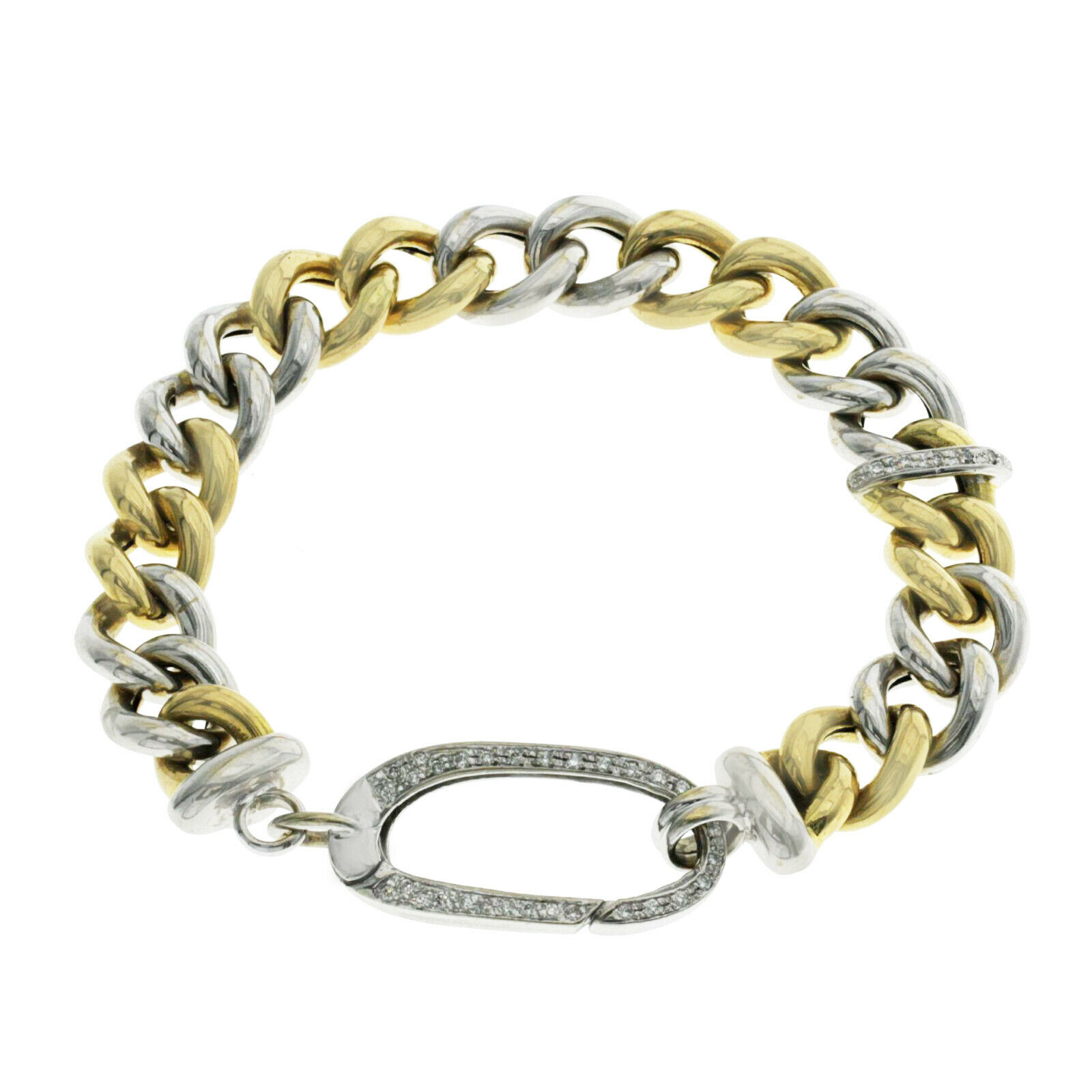 Roberto Coin 18K Yellow  White Gold Diamond Ruby Link Bracelet Size 7"