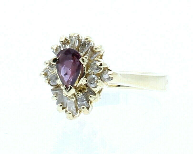 ESTATE 14K YELLOW GOLD AMETHYST .75CT DIAMOND LADIES RING 4 GRAMS SIZE 5