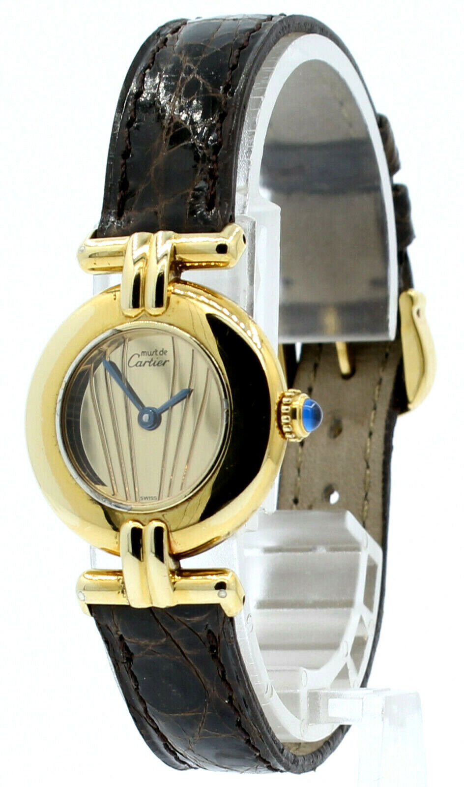 Ladies CARTIER Must De Cartier Vermeil Gold Sterling Silver Round Watch