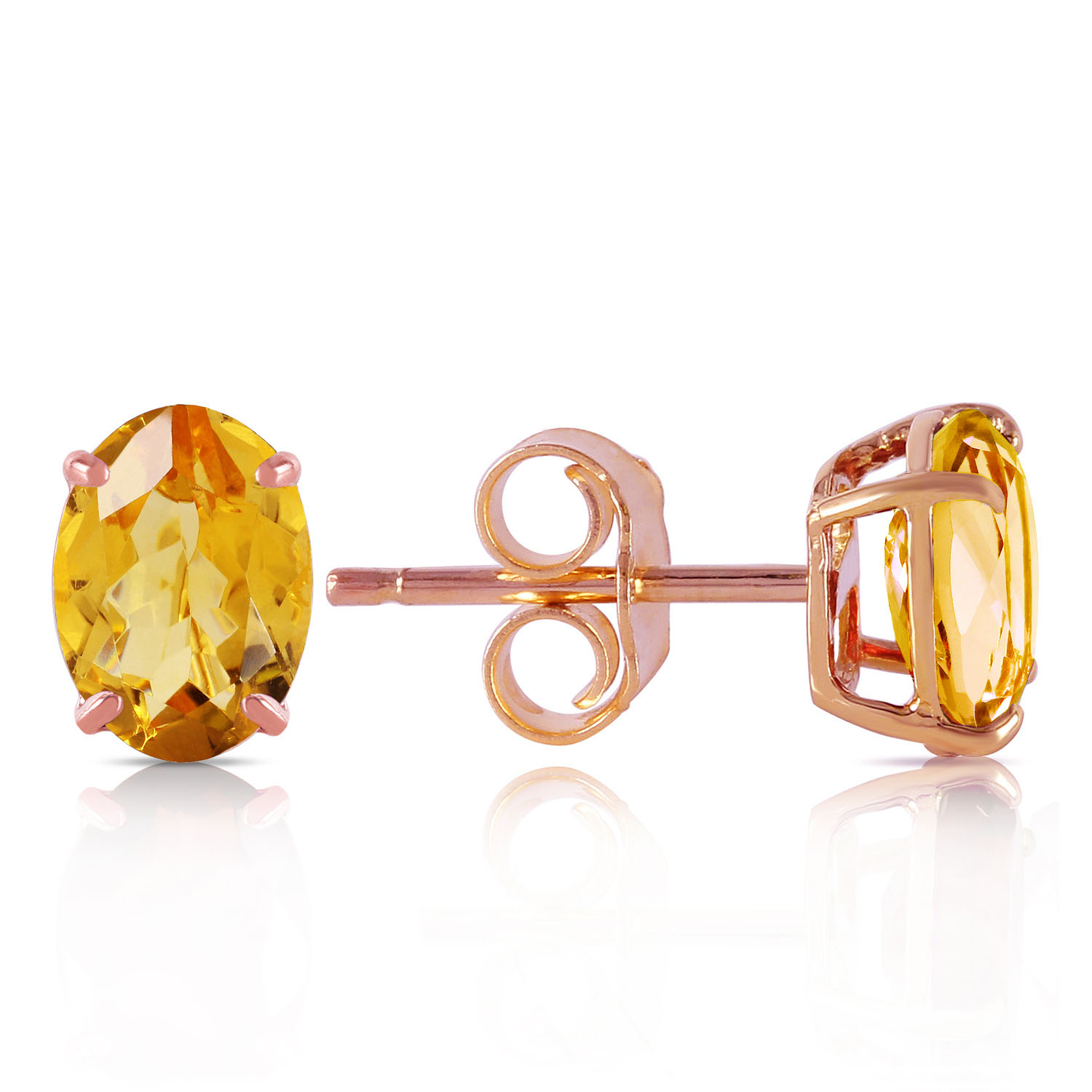 1.8 CTW 14K Solid Rose Gold Panache Citrine Stud Earrings