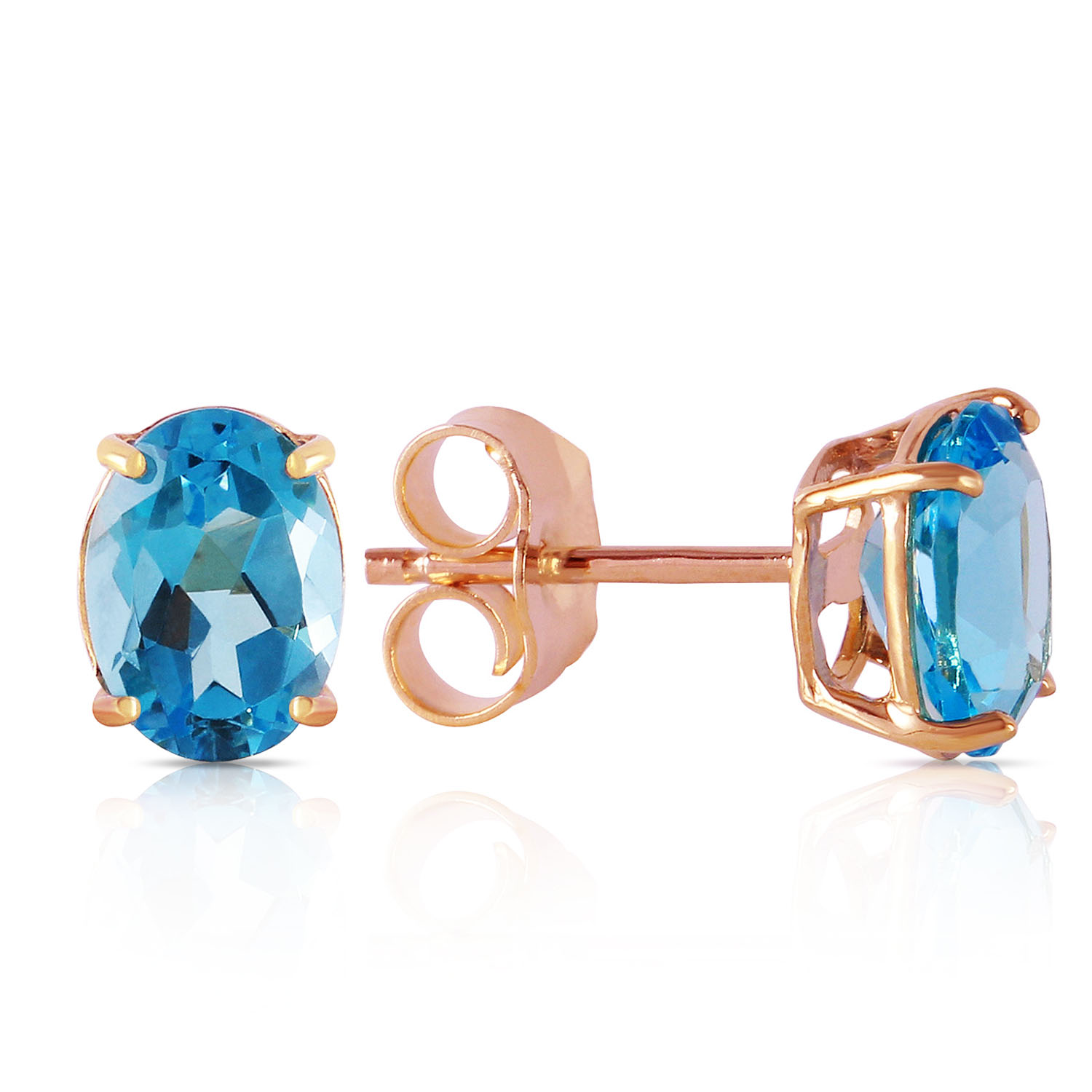 1.8 CTW 14K Solid Rose Gold Panache Blue Topaz Stud Earrings