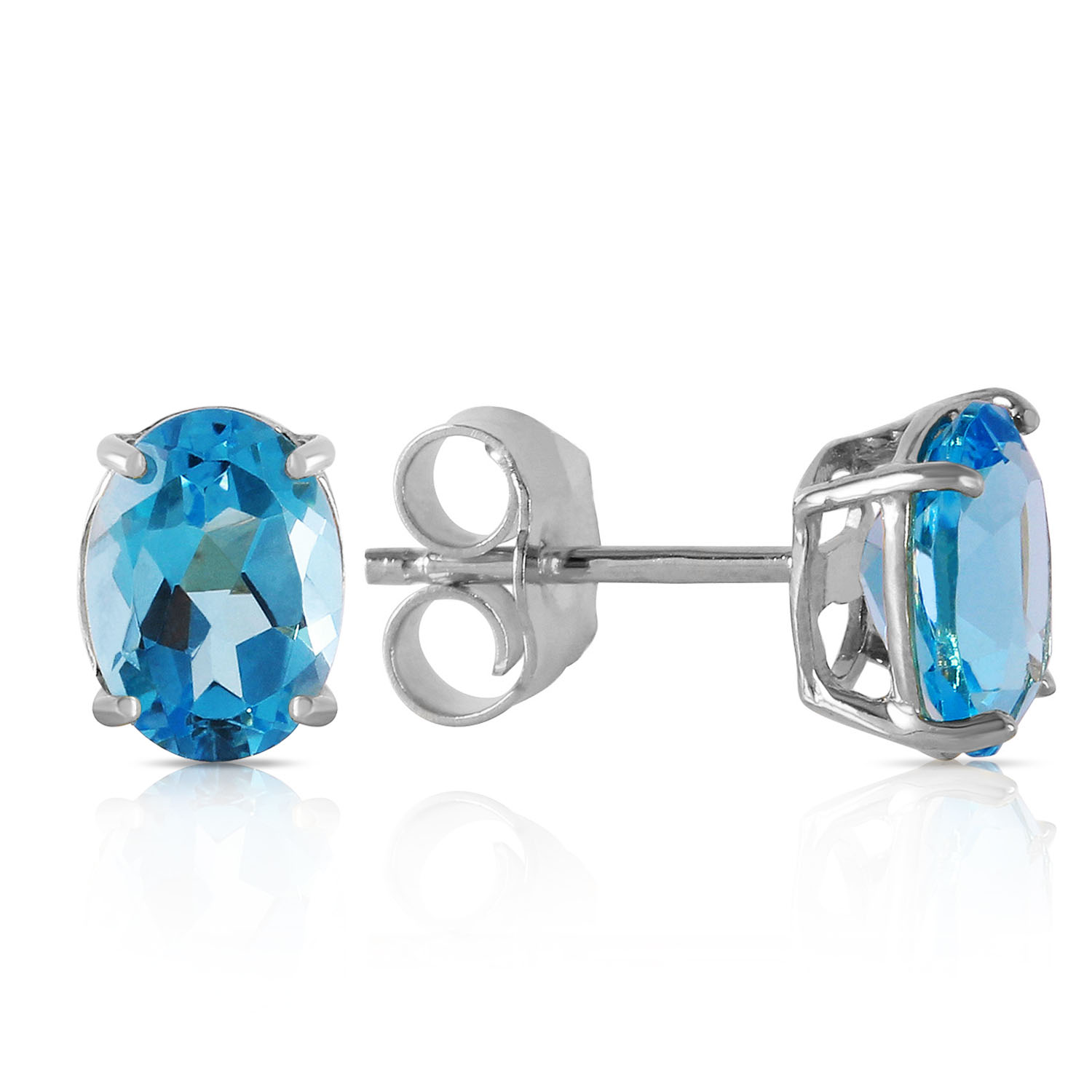 1.8 CTW 14K Solid White Gold Once Again Blue Topaz Earrings