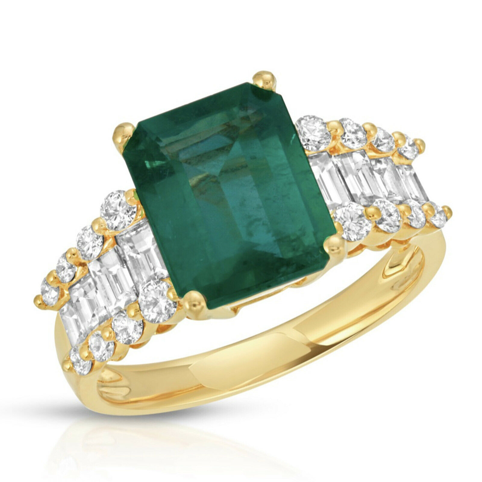 2.58 CT Zambian Emerald  1.03 CT Diamonds in 18K Yellow Gold Engagement Ring