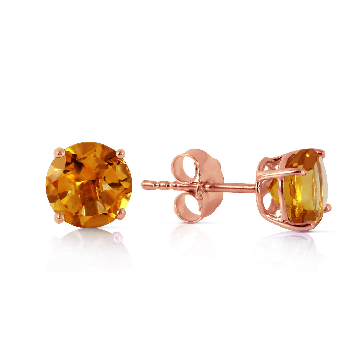 0.95 CTW 14K Solid Rose Gold Petite Citrine Stud Earrings