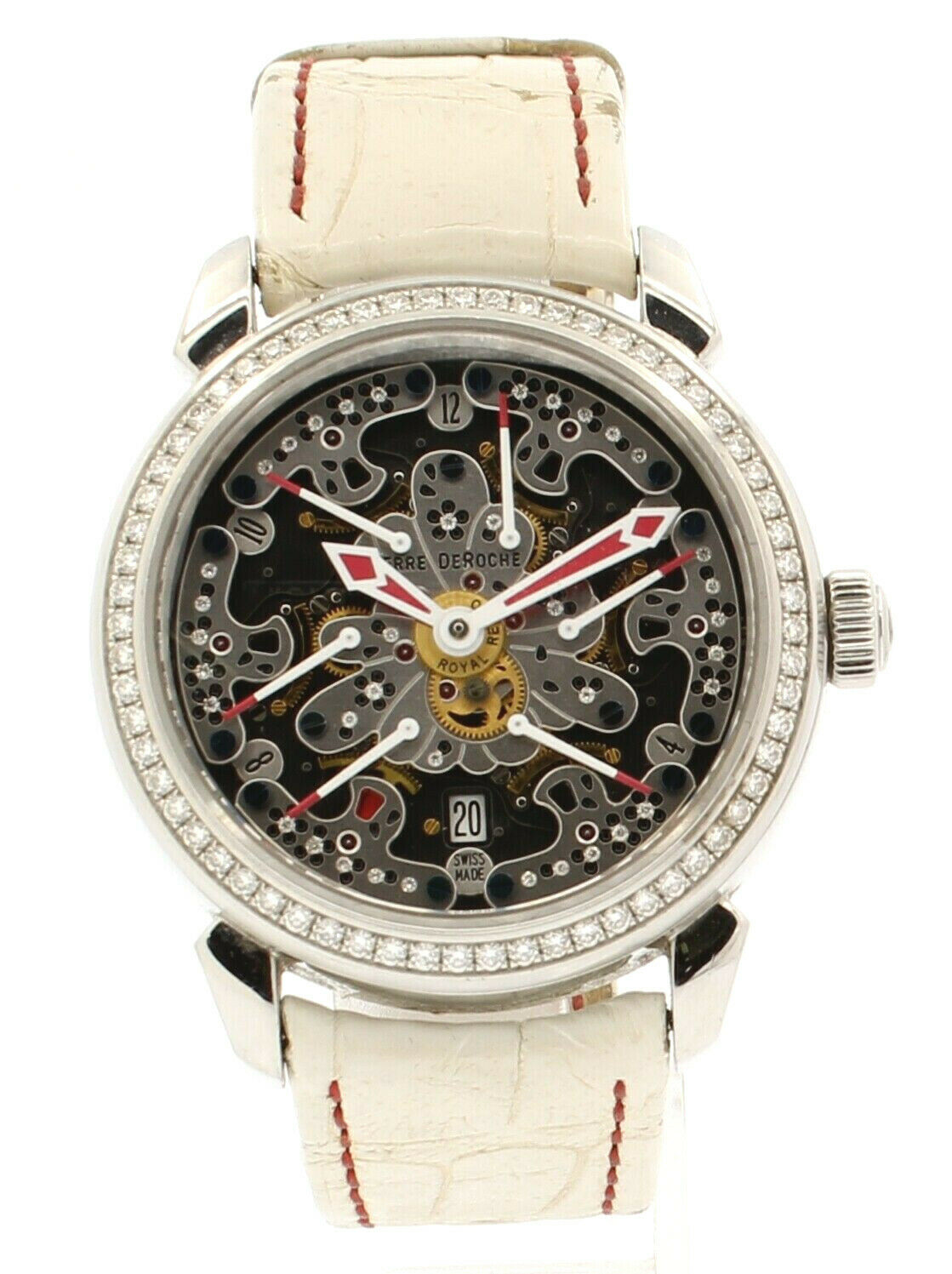 Pierre DeRoche White Grandcliff Milady Royal Retro Diamond 42.5mm Watch