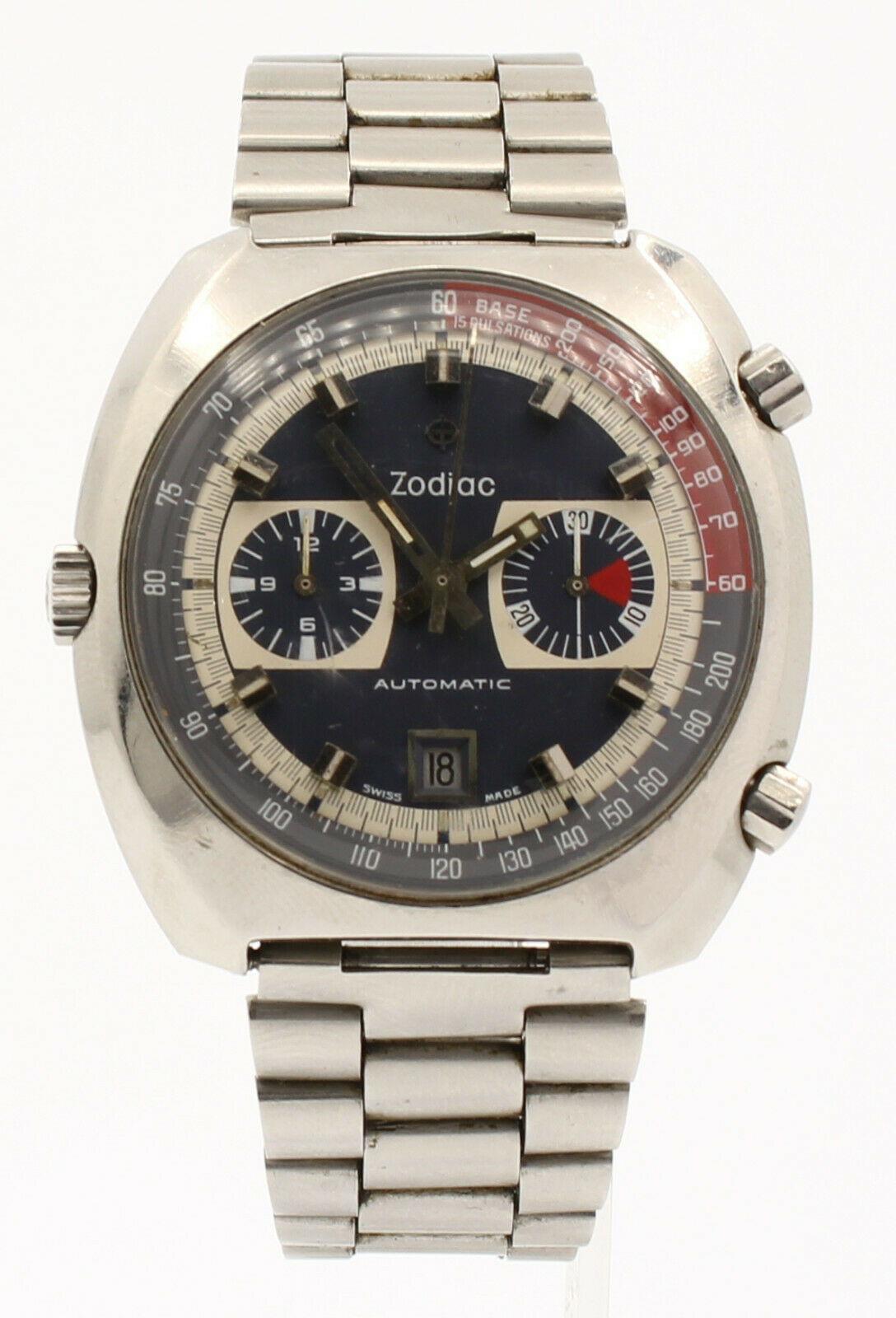 1970s Zodiac CALIBRE 12 Chronograph Stainless Steel 44mm Men's Watch Ref 902 886