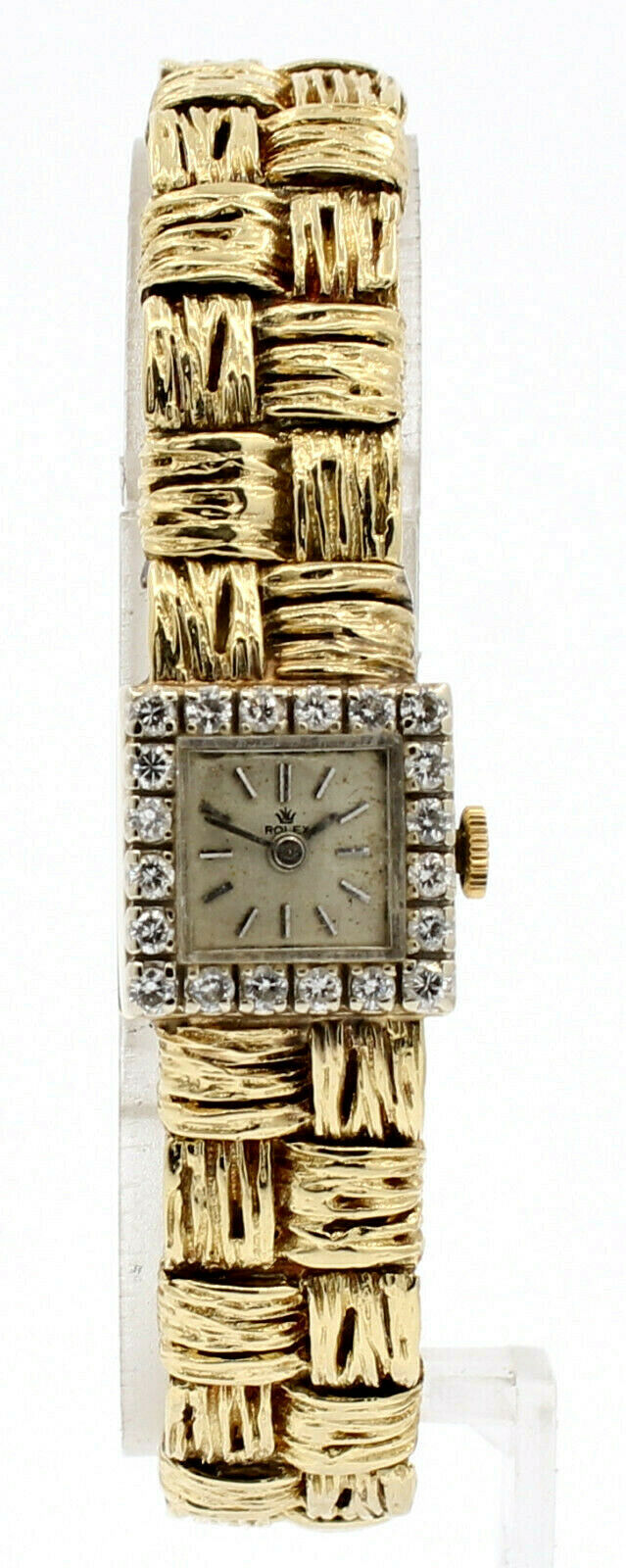 Ladies Vintage ROLEX 14k Yellow Gold Diamond Weave Watch Circa 1959 45.8g